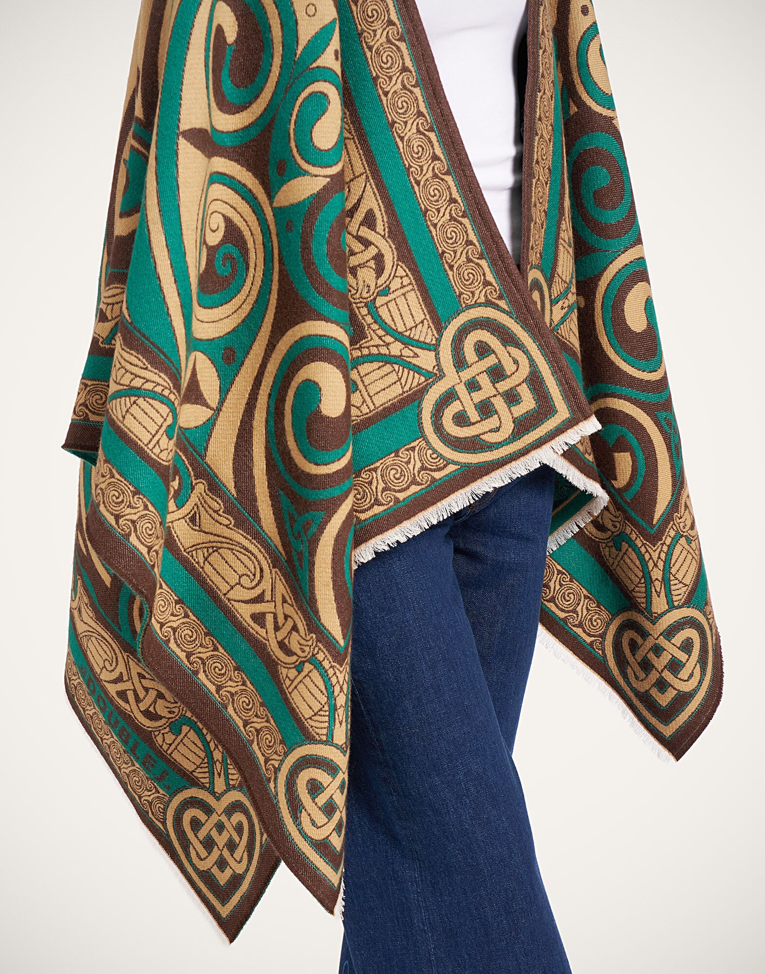 La DoubleJ Soul Poncho Kells Plac&eacute;e Camel SCA0059WOL025KEL03BR04