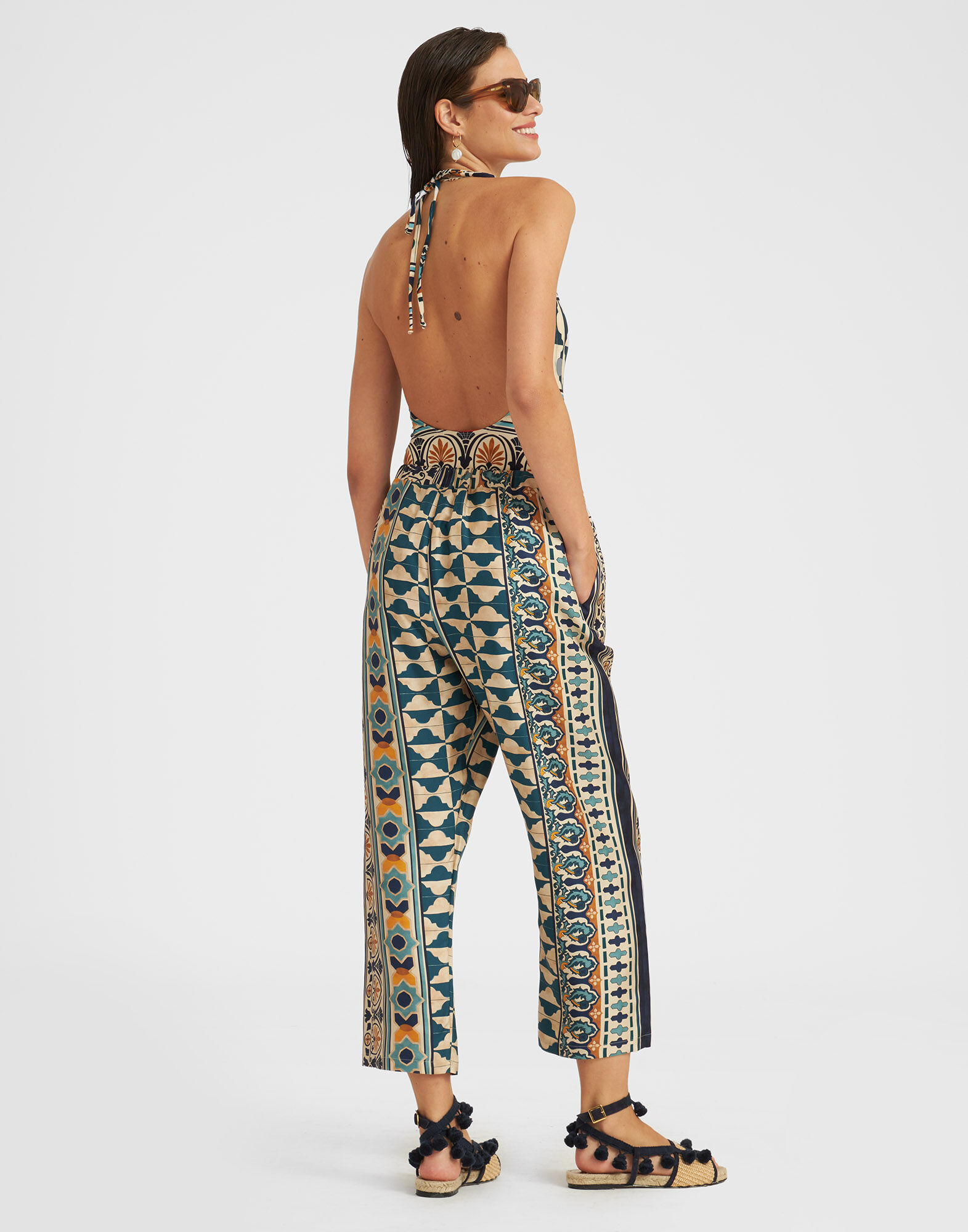 La DoubleJ Drawstring Pants Casareale Small Plac&egrave;e Cream TRO0053SIL001REA02WH03