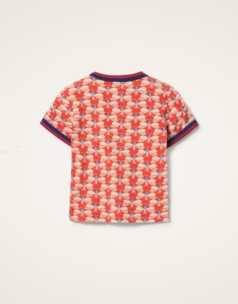 La DoubleJ Itty Bitty Double Binding Ringer T-Shirt La DoubleJ Itty Bitty Double Binding Ringer T-Shirt Pull My Petaltail Orange TSH0061JER059PET03OR02