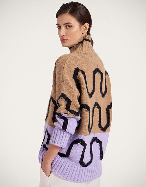 La DoubleJ Comber Turtleneck Camel & Lilac PUL0225KNI134VA310BR04