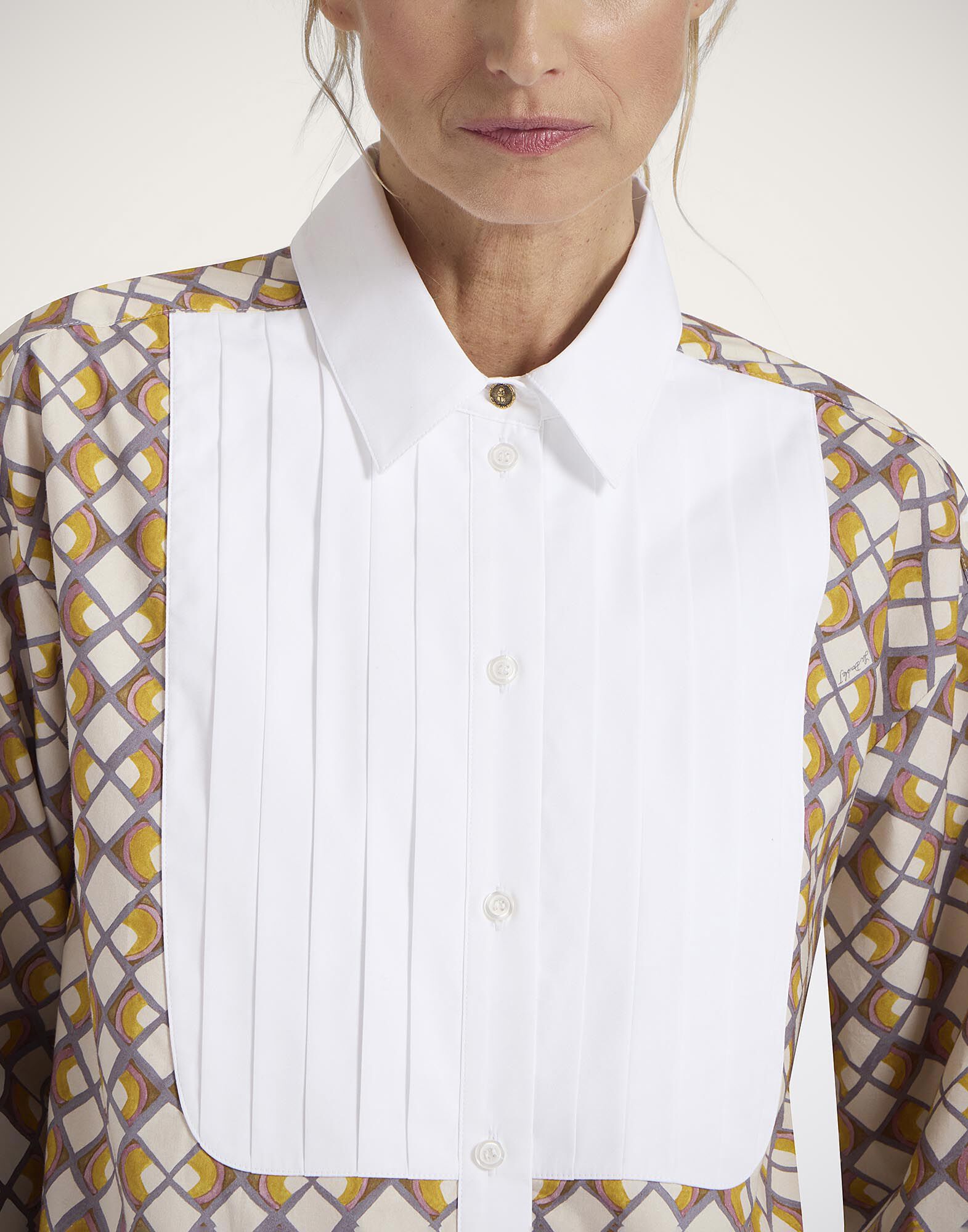 La DoubleJ Peggy Shirt Half-Light Micro Cream SHI0115COT001HAL01WH03