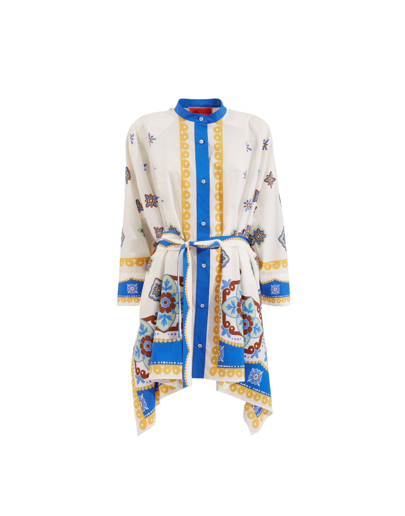 La DoubleJ Foulard Mini Dress Tiles Degrade Placed White DRE0494COT015TIL02WH01