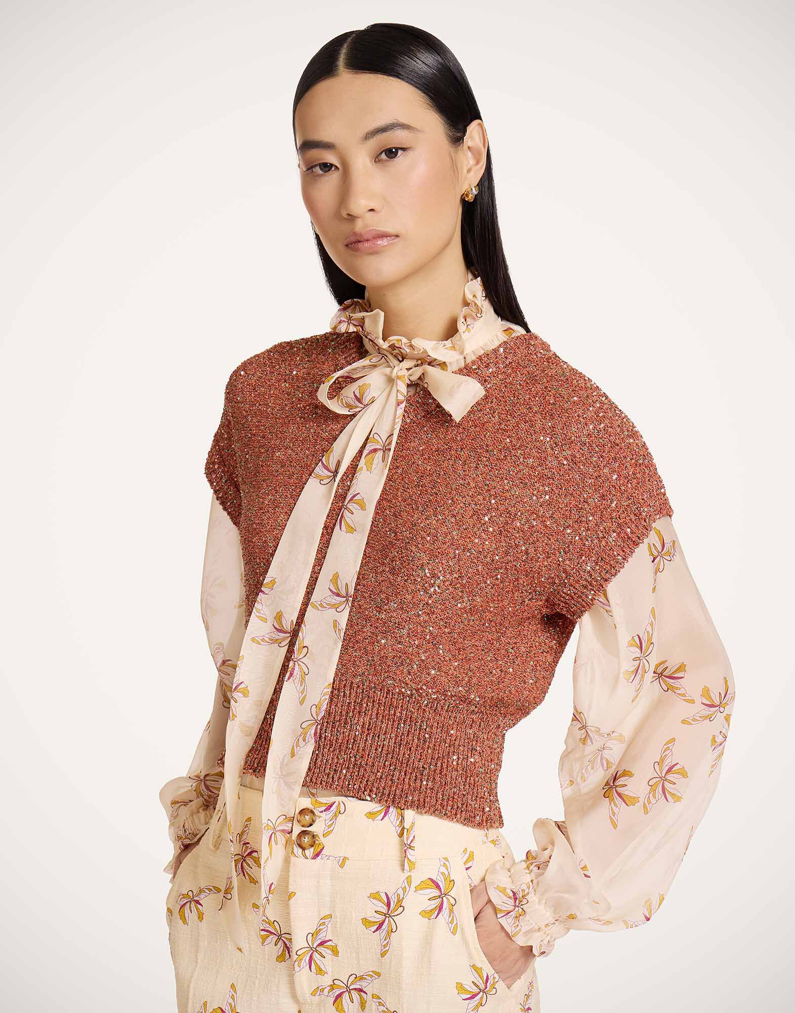 La DoubleJ Duchess Gilet Solid Orange PUL0363KNI201VA475OR02