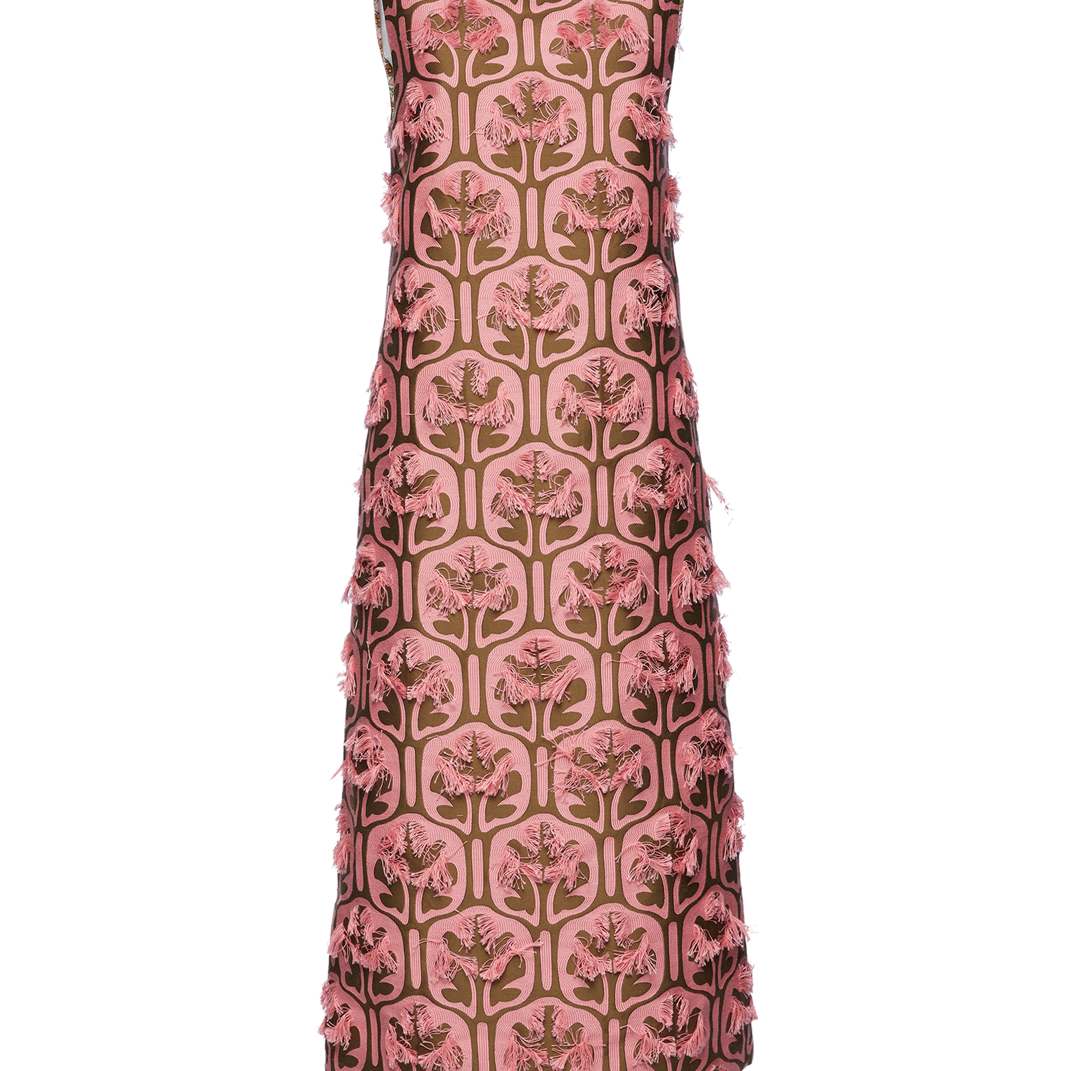 Shop La Doublej Column Dress In Grove Kaki/pink