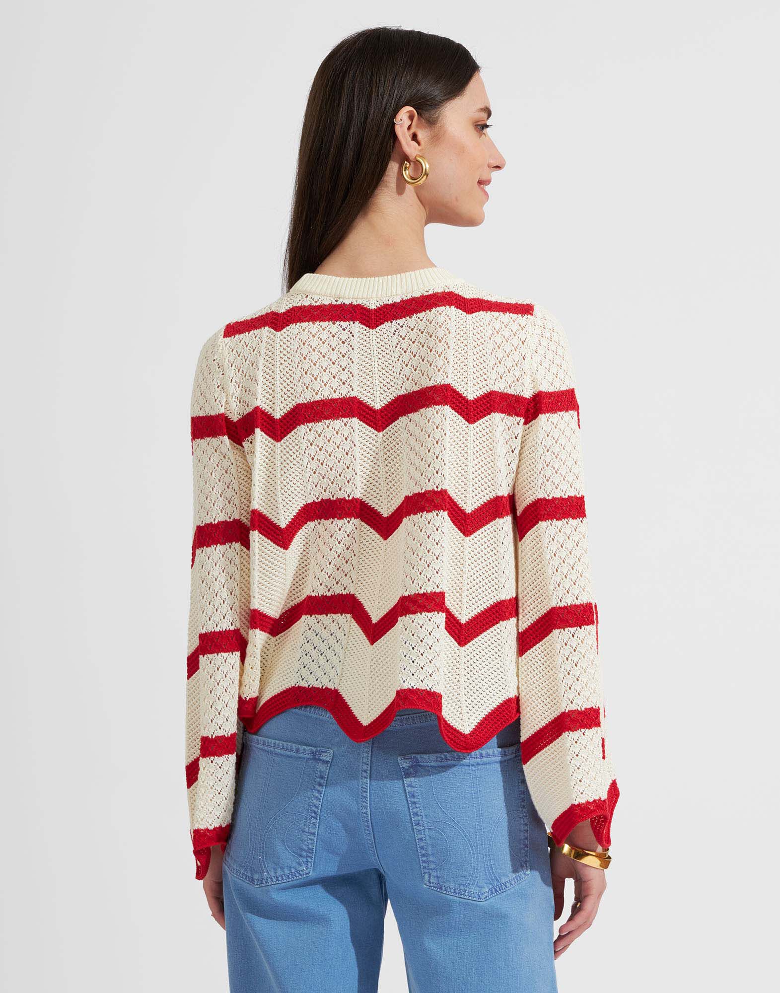 La DoubleJ Chevron Crop Sweater Red PUL0146KNI084VA170RE01