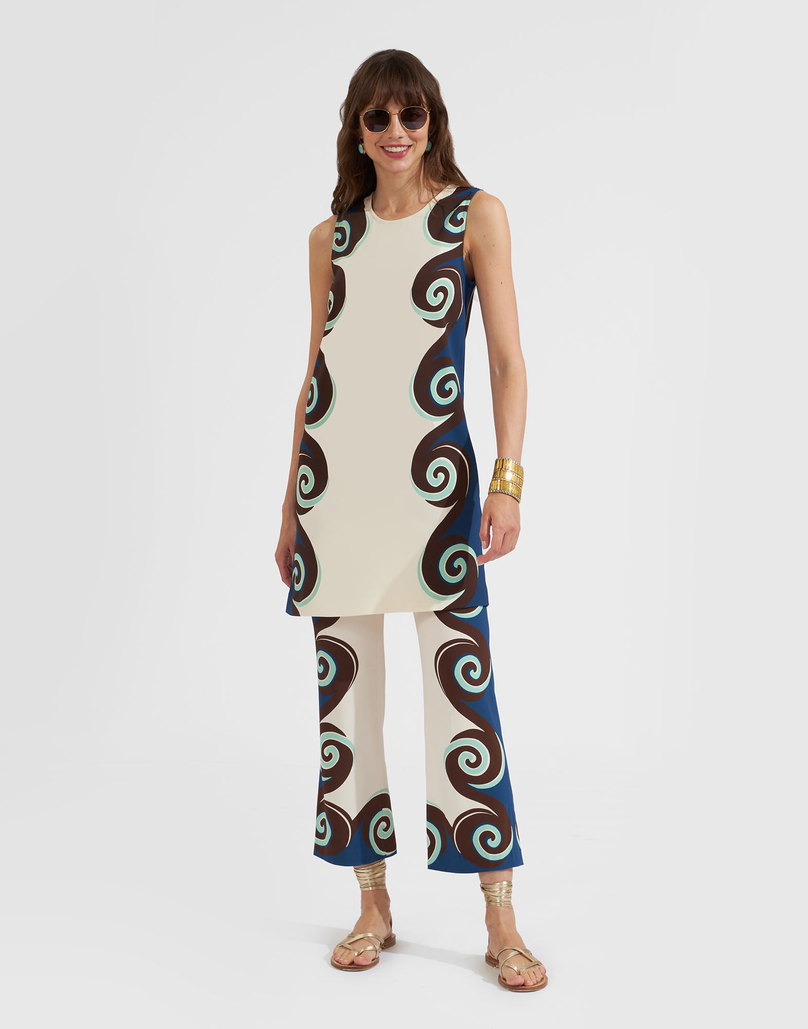 La DoubleJ Stretch Tunic Stucco Plac&eacute;e Ivory TOP0053VIS011STU01WH04