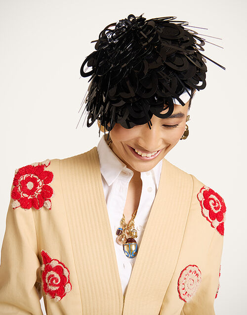 La DoubleJ Paillette Hat Solid Black HAT0045PAI019SOLIDBL01