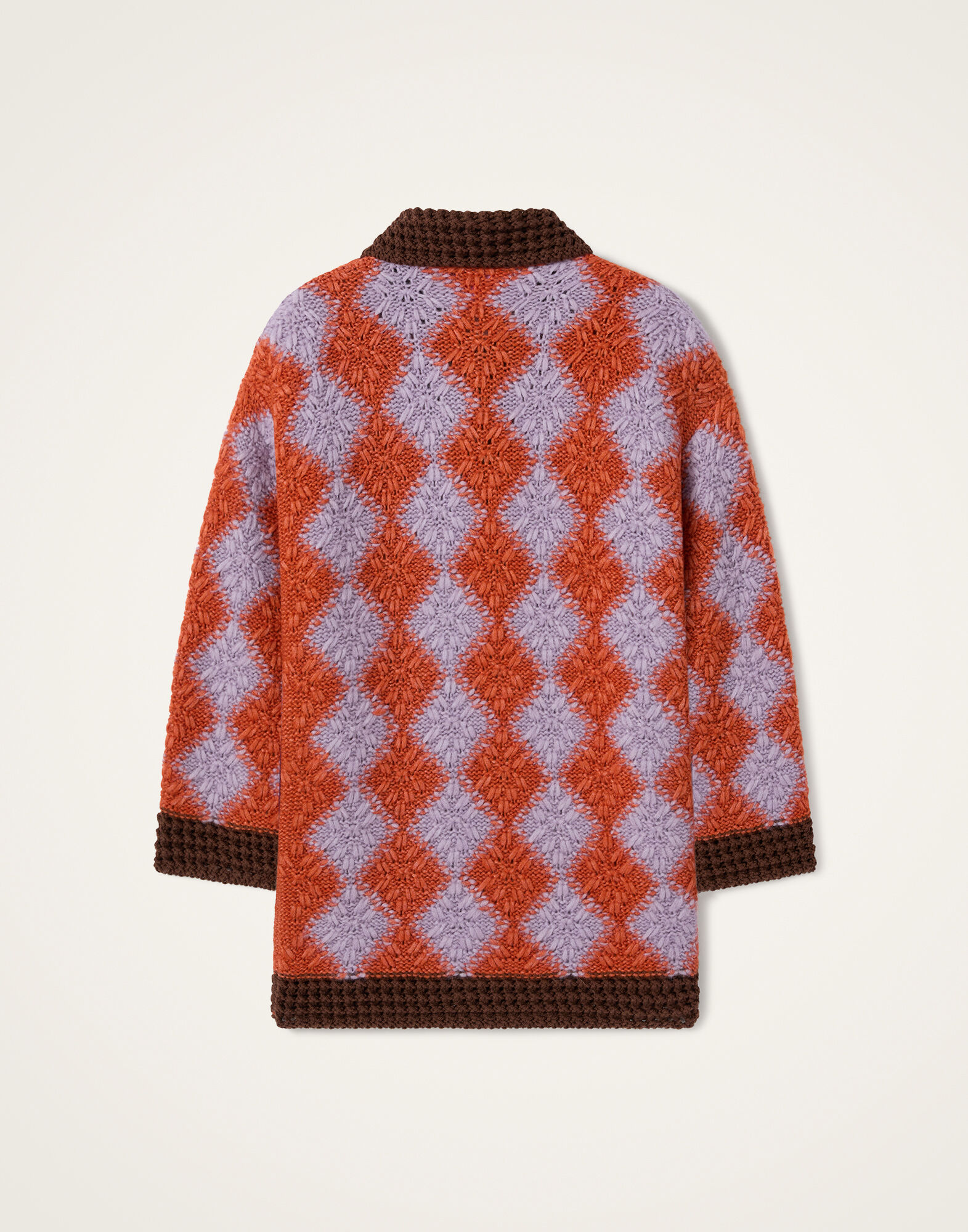 La DoubleJ Crochet Bowling Cardigan Crochet Stars Lilac, Orange, and Brown PUL0290KNI167VA539PU02