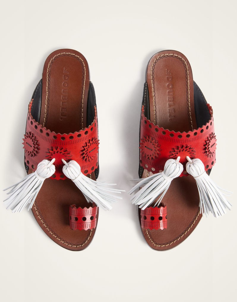 La DoubleJ Sandy Slides La DoubleJ Sandy Slides Solid Red SHO0110LEA014SOLIDRE01