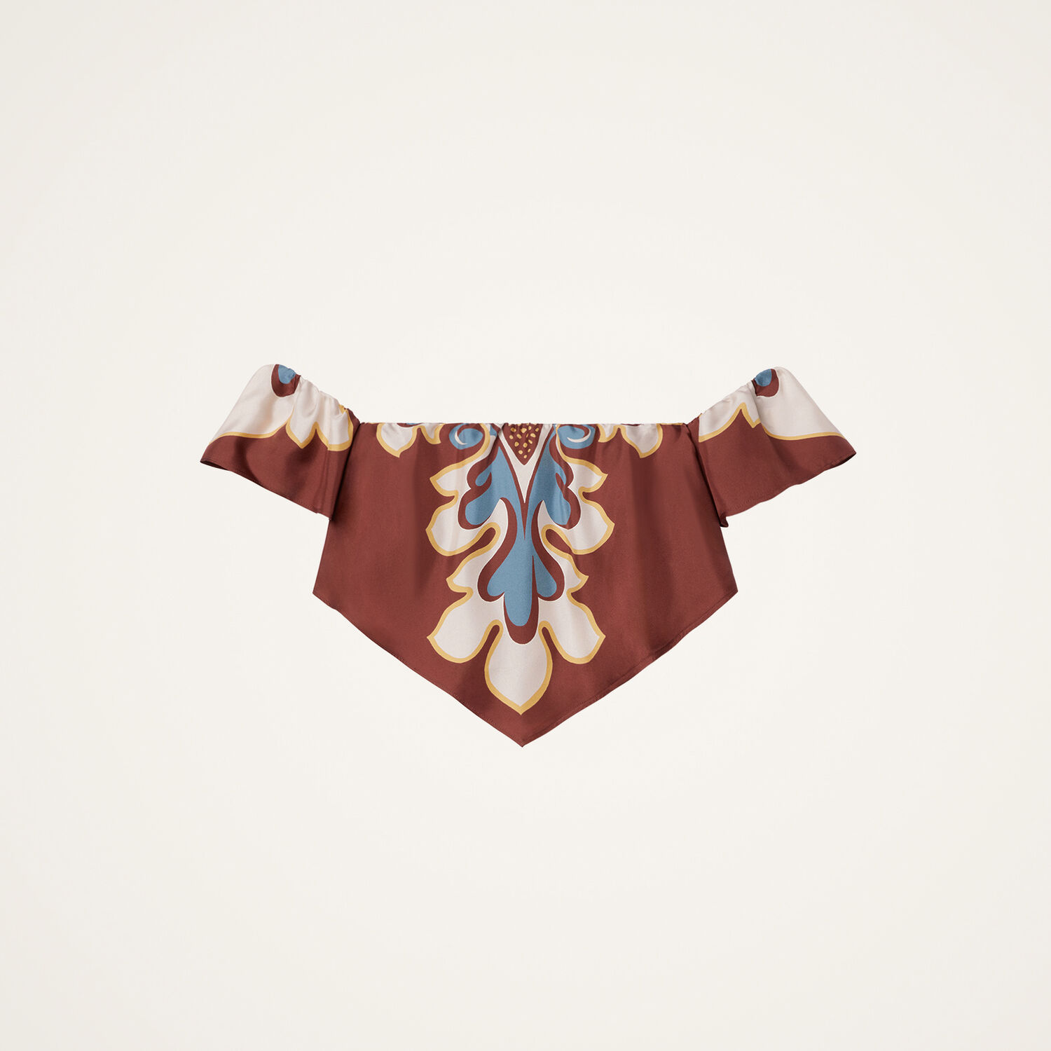 La Doublej Sand Dollar Off-shoulder Silk Top In Brown
