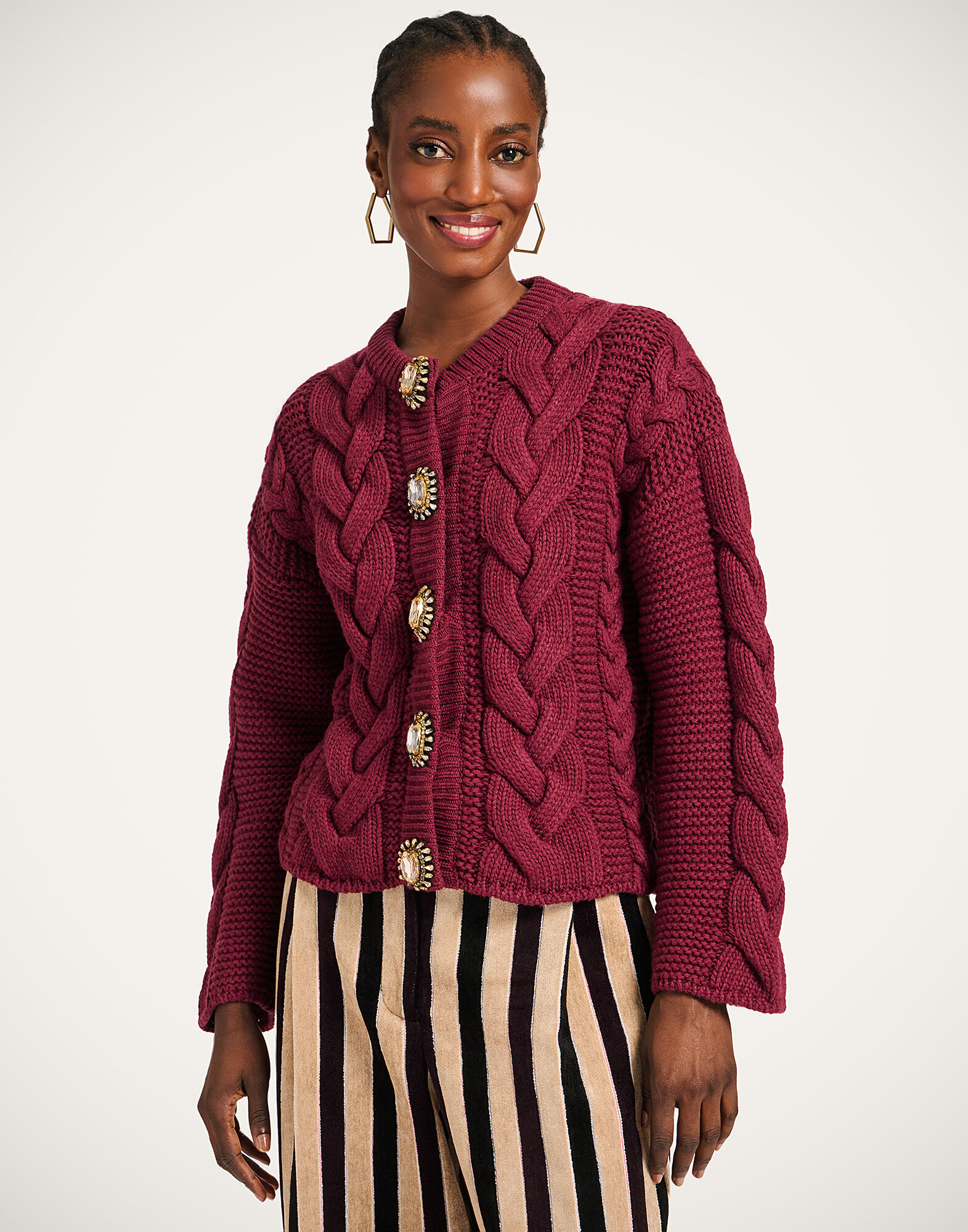 La DoubleJ Portrait Cardigan Solid Burgundy PUL0211KNI120VA271RE07
