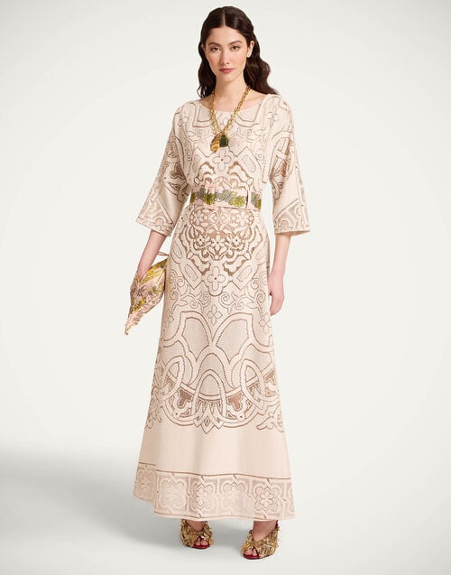 La DoubleJ Lacey Muumuu Dress Solid White Smoke DRE0632EMB006SOLIDWH02