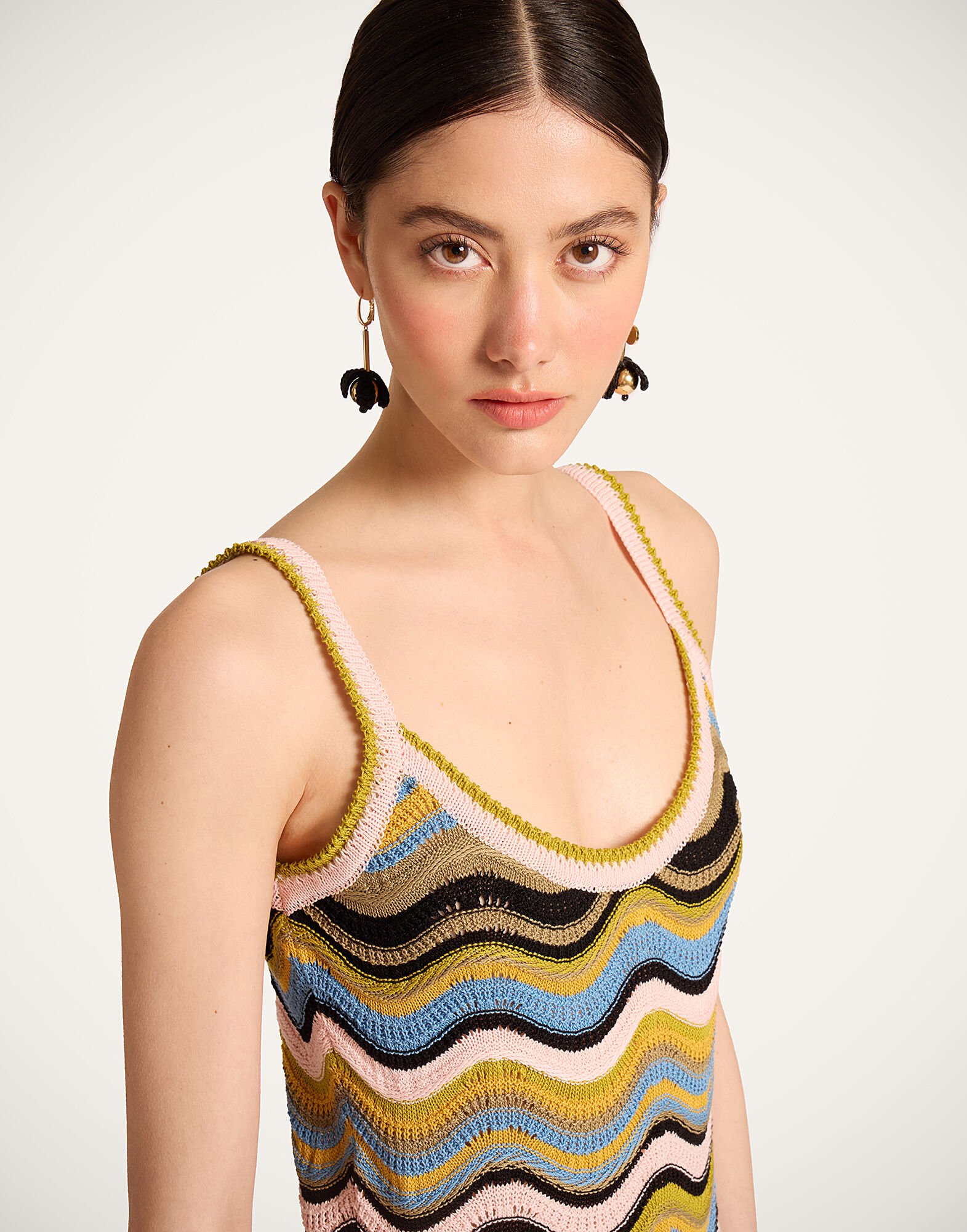 La DoubleJ Chevron Sundress Multicolor Geen &  Pink DRE0916KNI158VA499PI01