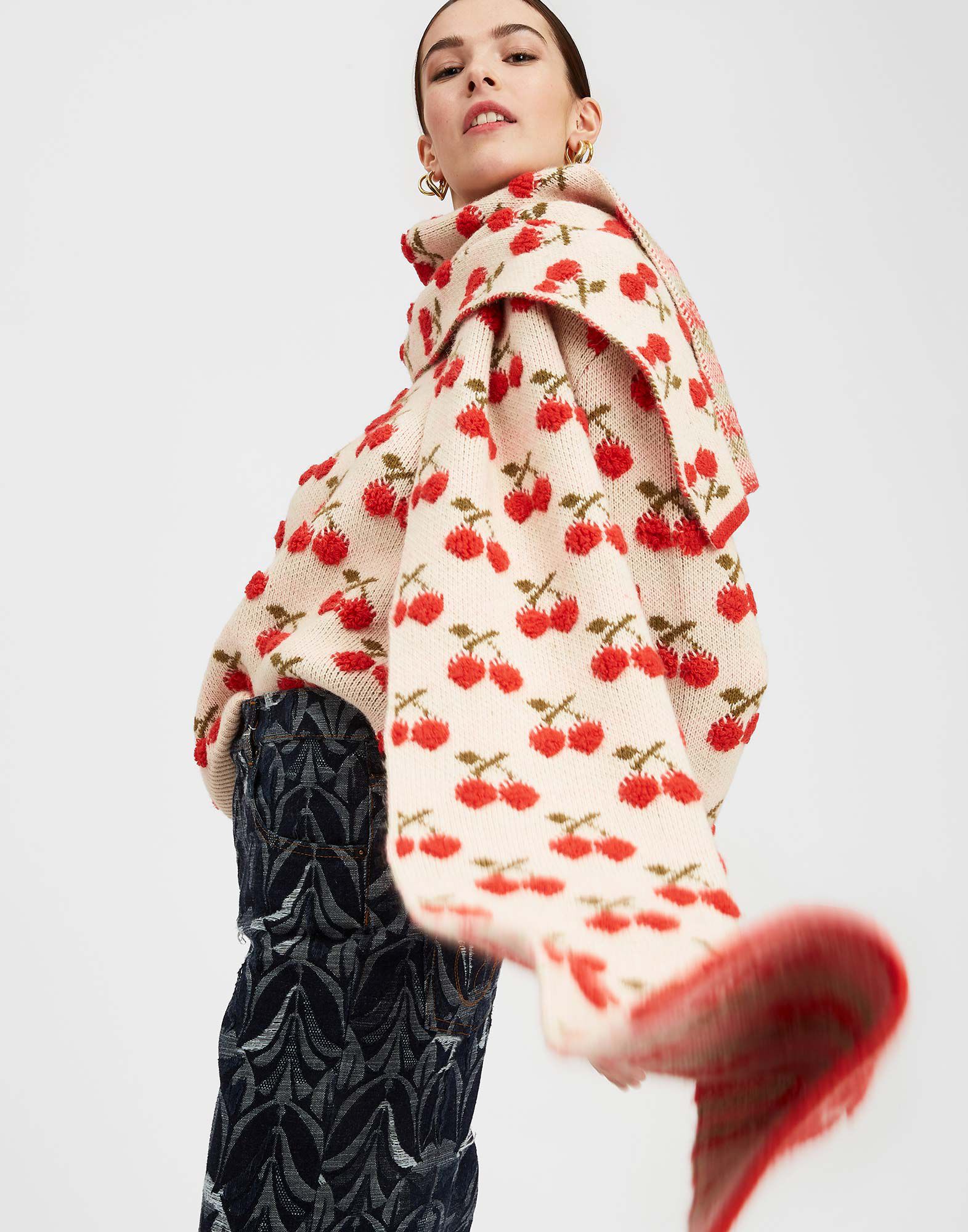 La DoubleJ Cherry Scarf Off White SCA0041KNI092VA200WH05