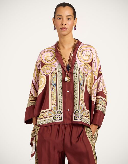 La DoubleJ Foulard Shirt Kells Swirl Plac&eacute;e Burgundy SHI0059SIL006KLS01RE07