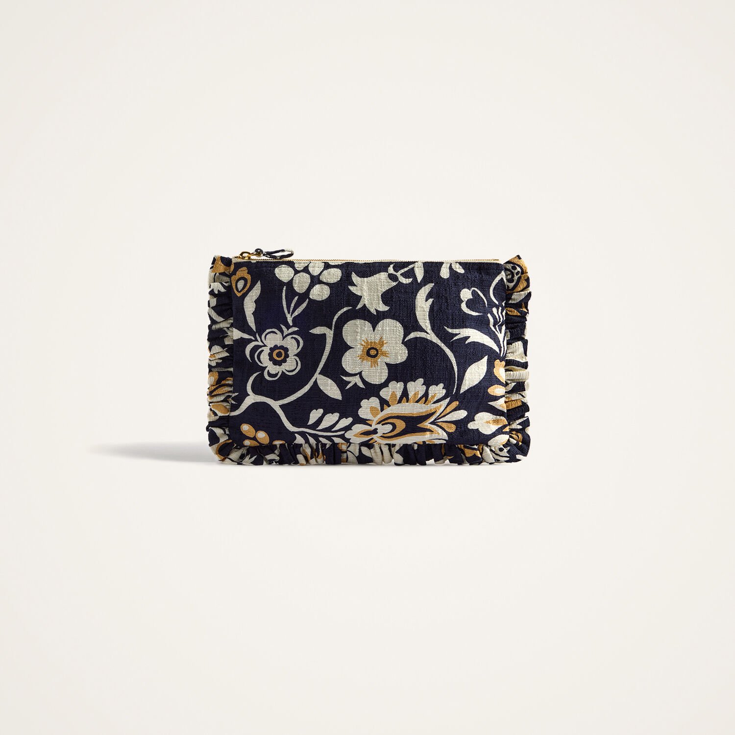 La Doublej Floral-print Ruffled Clutch Bag In Multi