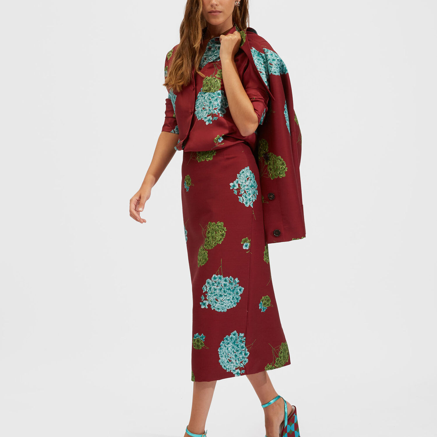 La Doublej Pencil Skirt In Ortensia Bordeaux