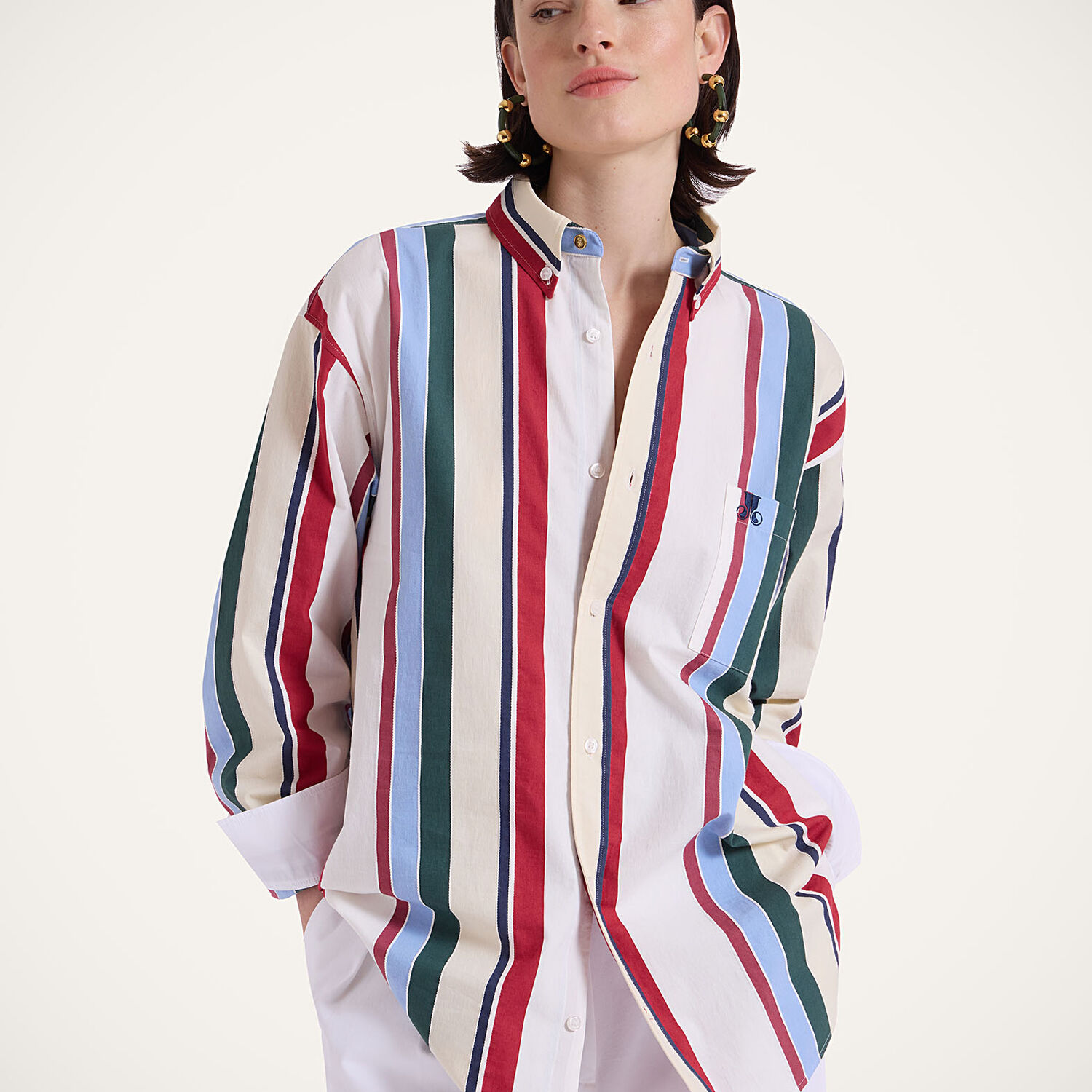 La Doublej Better Than Your Boyfriend Striped Cotton-blend Poplin Shirt In Stripes Multicolor