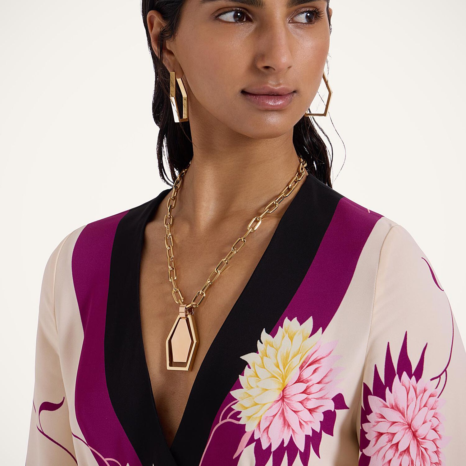 La Doublej Floral Silk Twill Wrap Dress In Derby Placée Multicolor