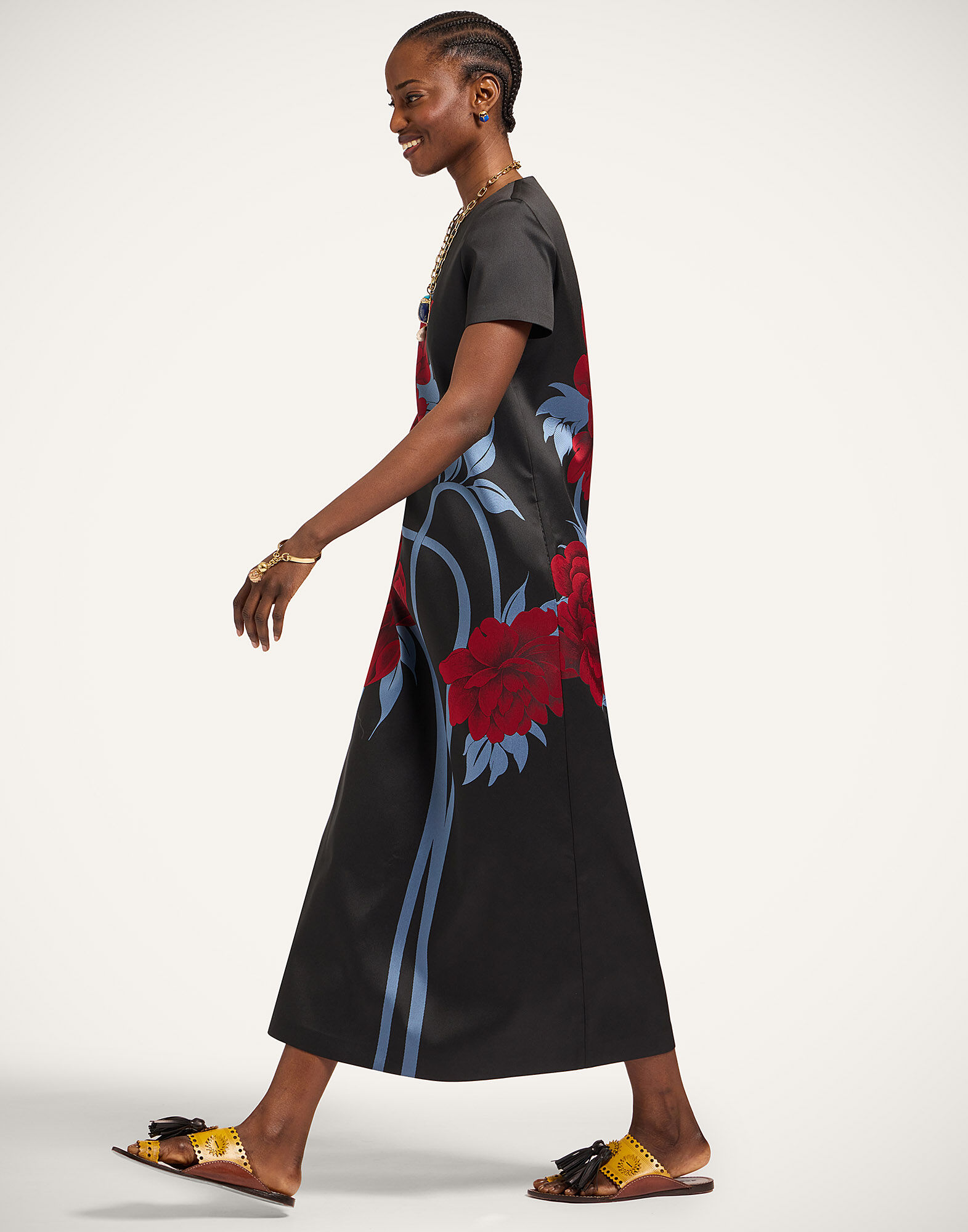 La DoubleJ Swing Dress Peonies Blue DRE0001JCQ135PEO09BU03