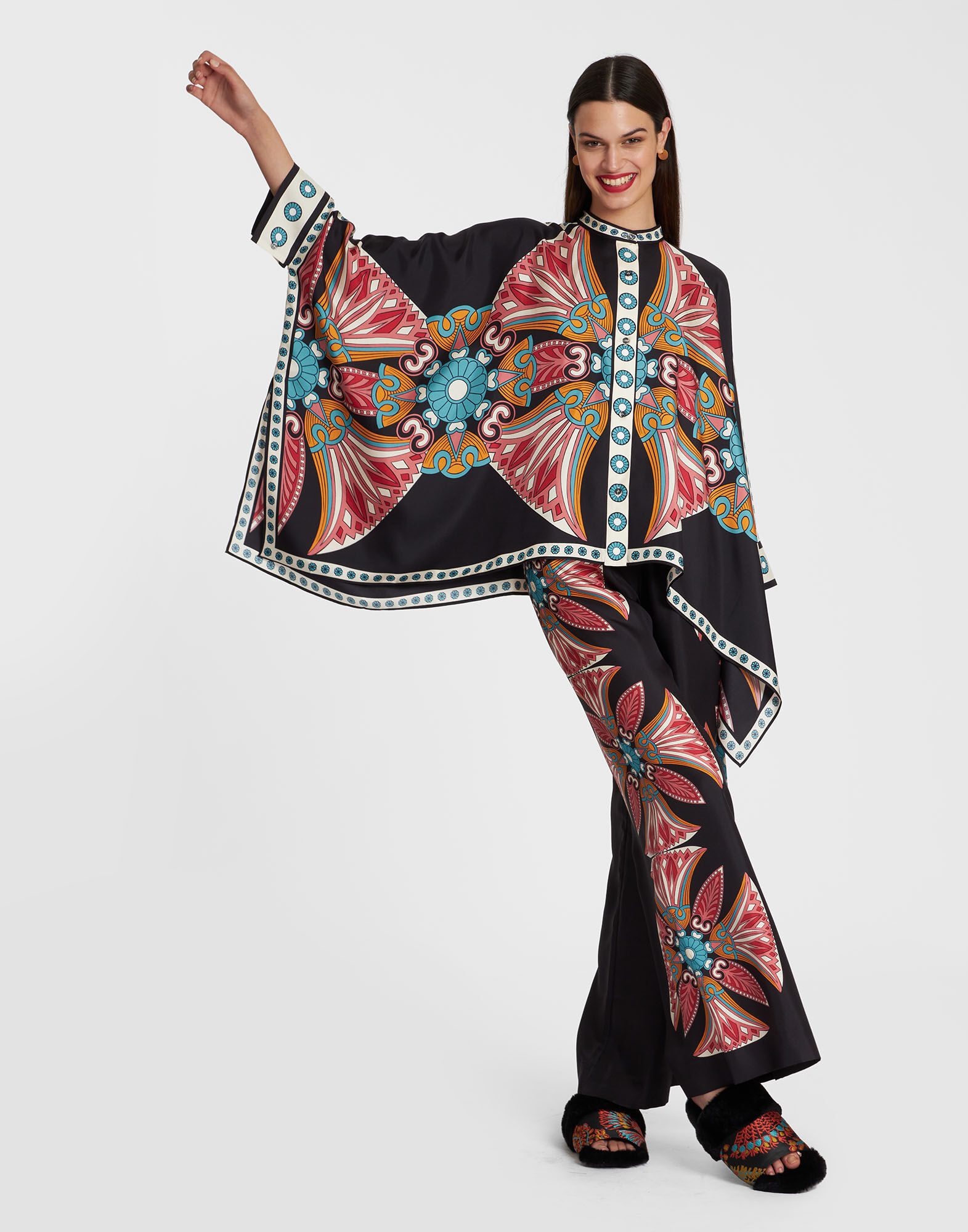 La DoubleJ Foulard Shirt Lotus Plac&eacute;e Pink SHI0059SIL006LOT01PI01