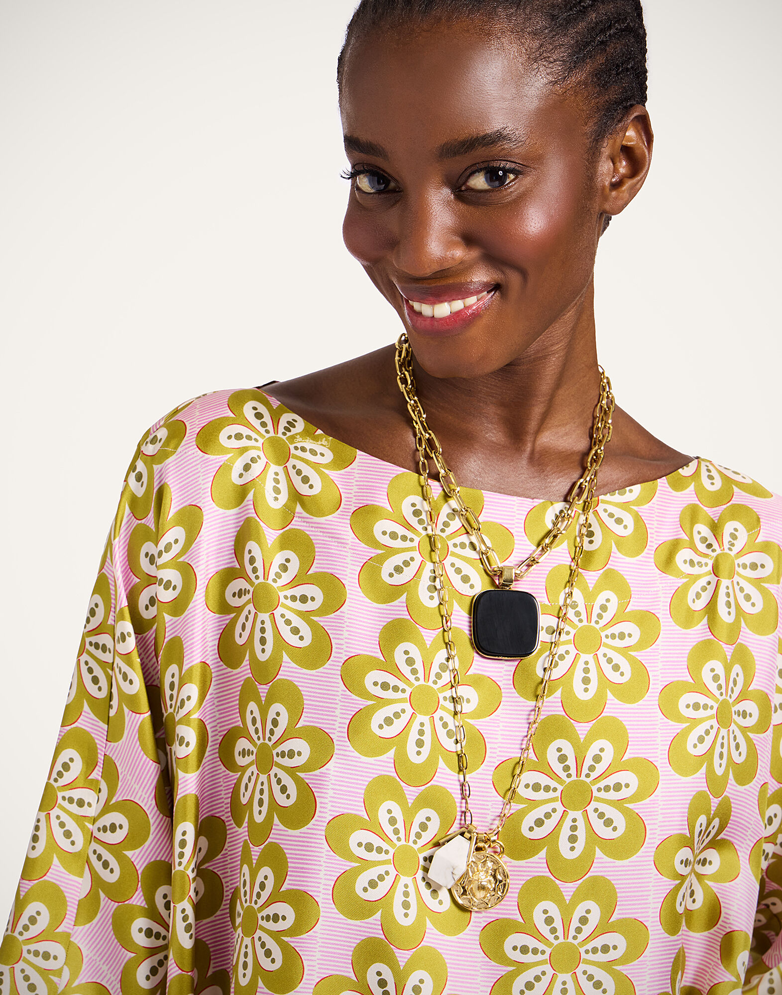 La DoubleJ Muumuu Dress Round Neck Caper Pink DRE0370SIL001CEP01PI01