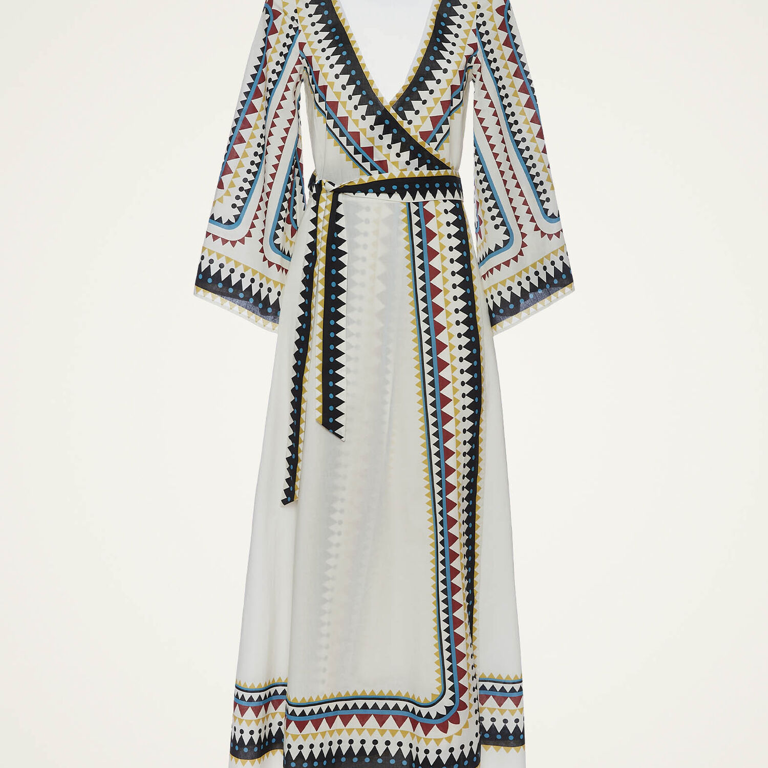 La Doublej Belted Wrap Dress In Doric Placée Cream