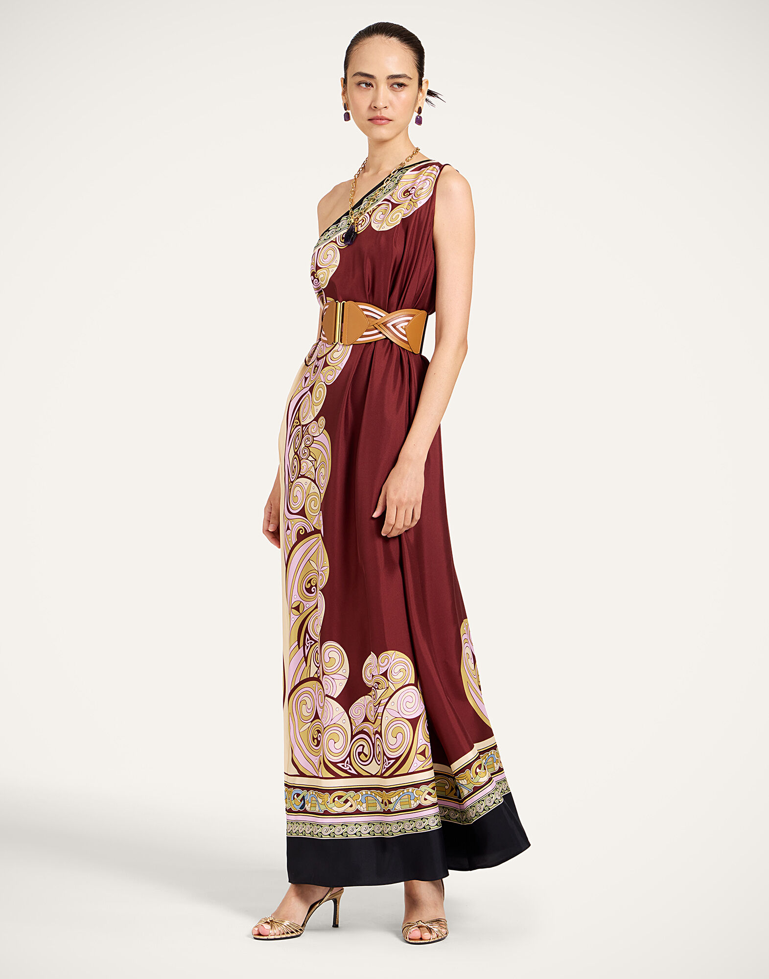 La DoubleJ Roy Dress Kells Swirl Plac&eacute;e Burgundy DRE0304SIL006KLS01RE07