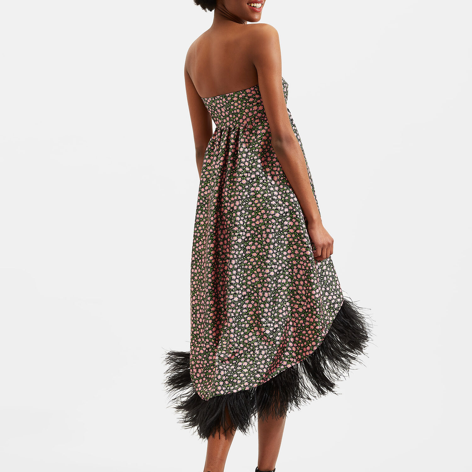 La Doublej La Scala Feather-hem Dress In Daisy