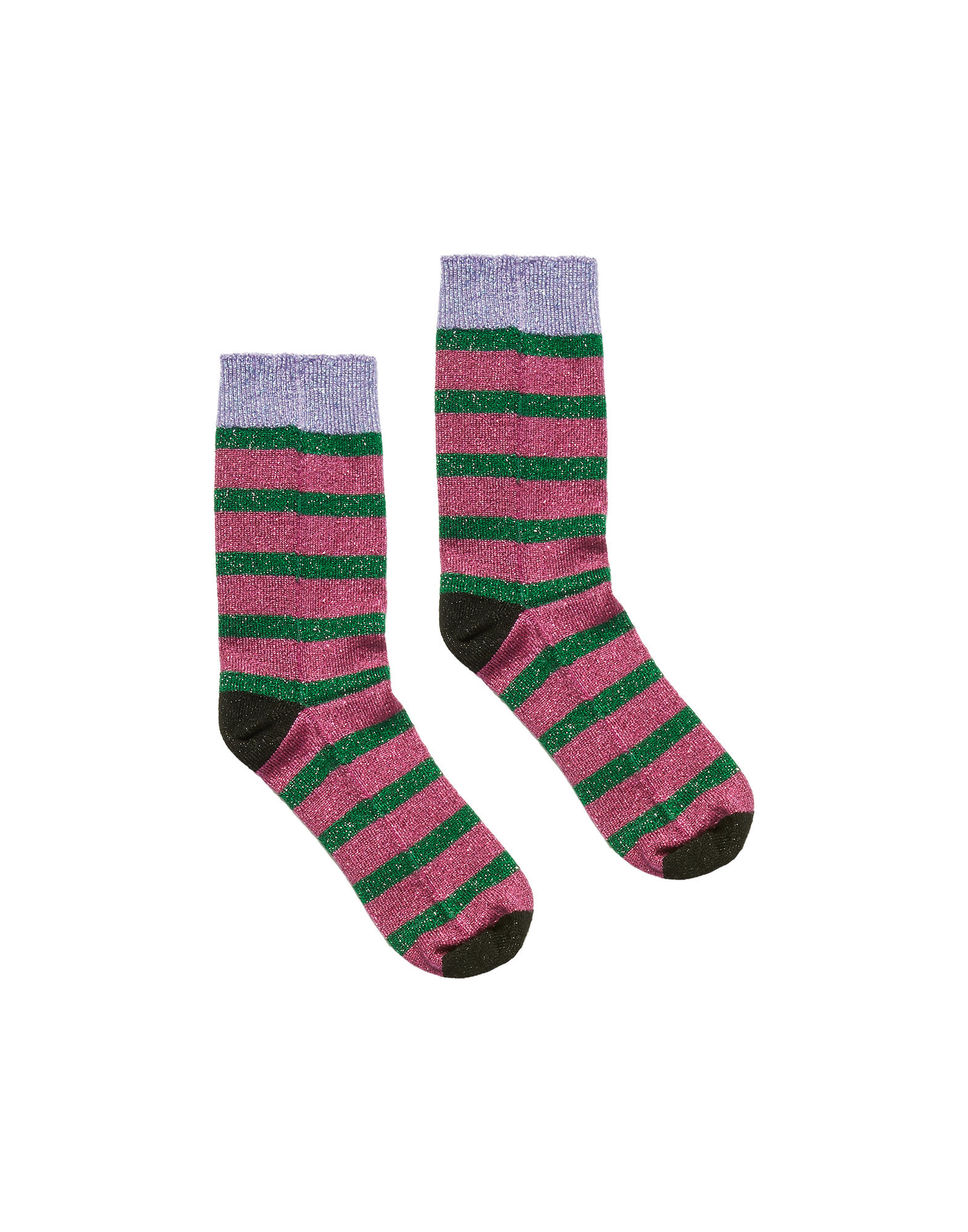 LaDoubleJ Striped Socks Lilla/Verde/Fuxia SOC0002KNI015VAR0029