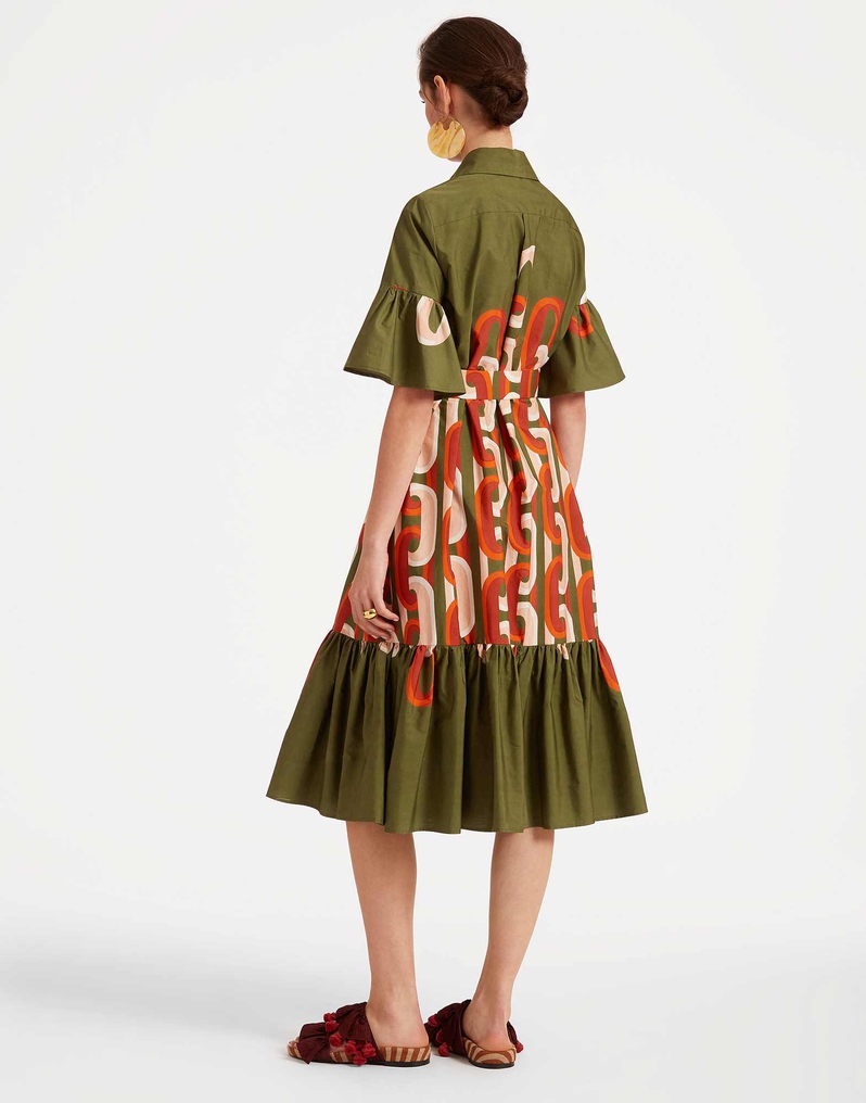 La DoubleJ Choux Midi Dress La DoubleJ Choux Midi Dress Prometheus Placée Camouflage DRE0733COT039EUS02GR08