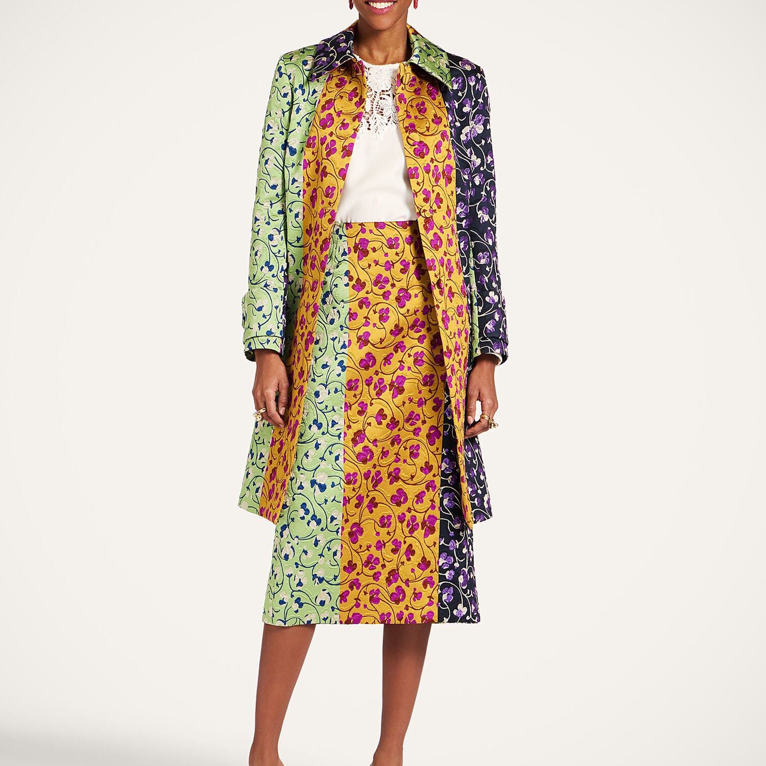  La Doublej Outerwear Women - Precious Coat Honeysuckle Tricolor Yellow Xs 88% Polyester 7% Silk 5% Polyamide 