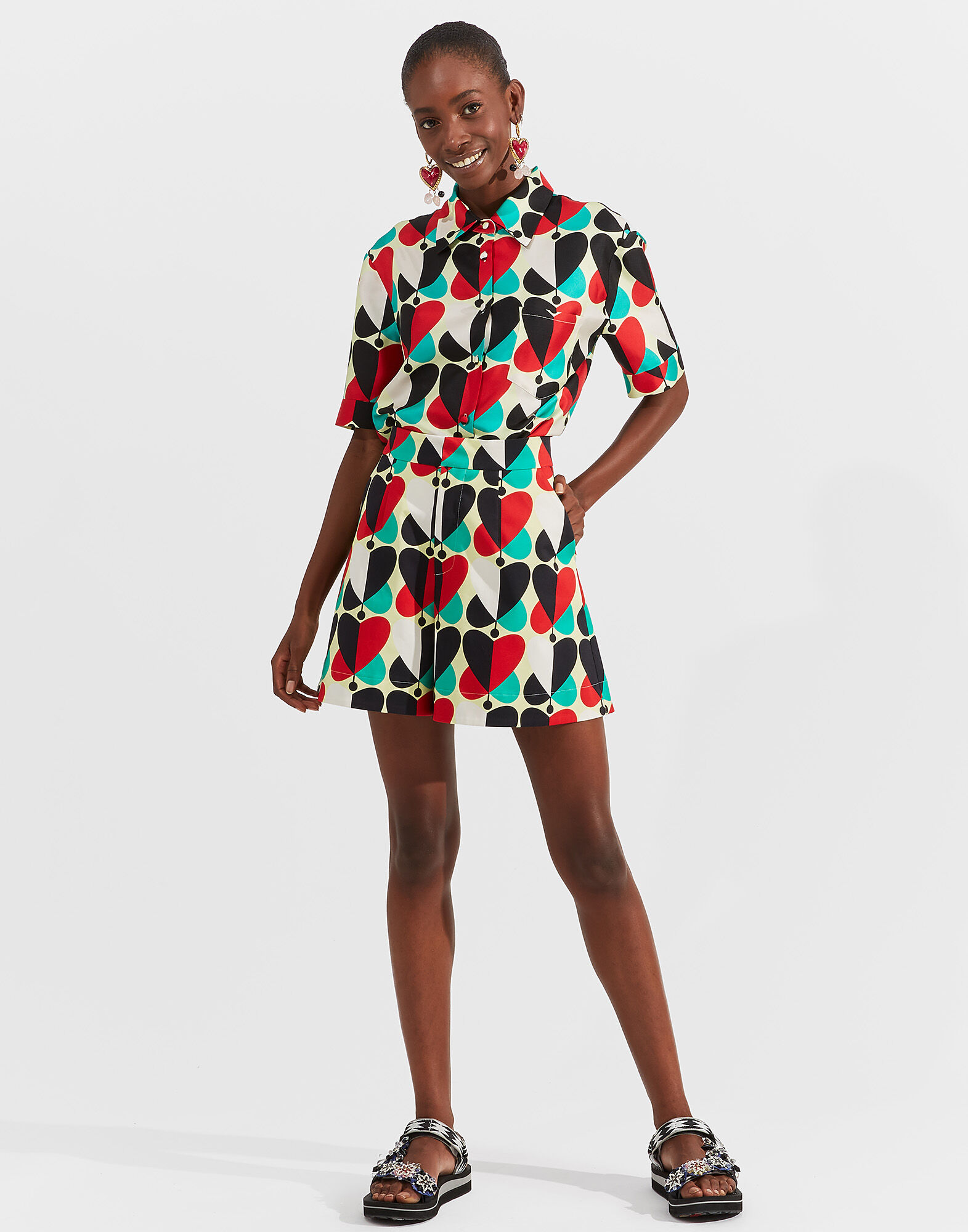 LaDoubleJ Good Butt Shorts Farfalle Rosso TRO0010COT006FAR0004