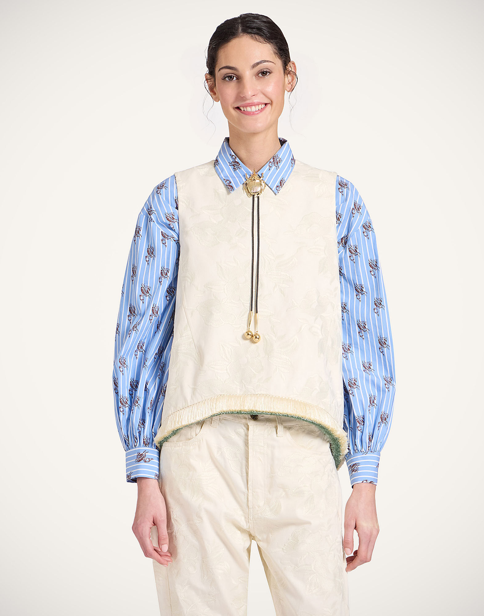 La DoubleJ La Scala Top Solid Ecru TOP0183COT086SOLIDBR05