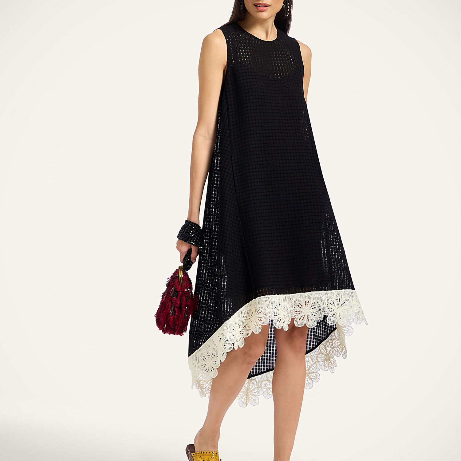 La Doublej La Scala Lace-embroidered Sleeveless Midi Dress