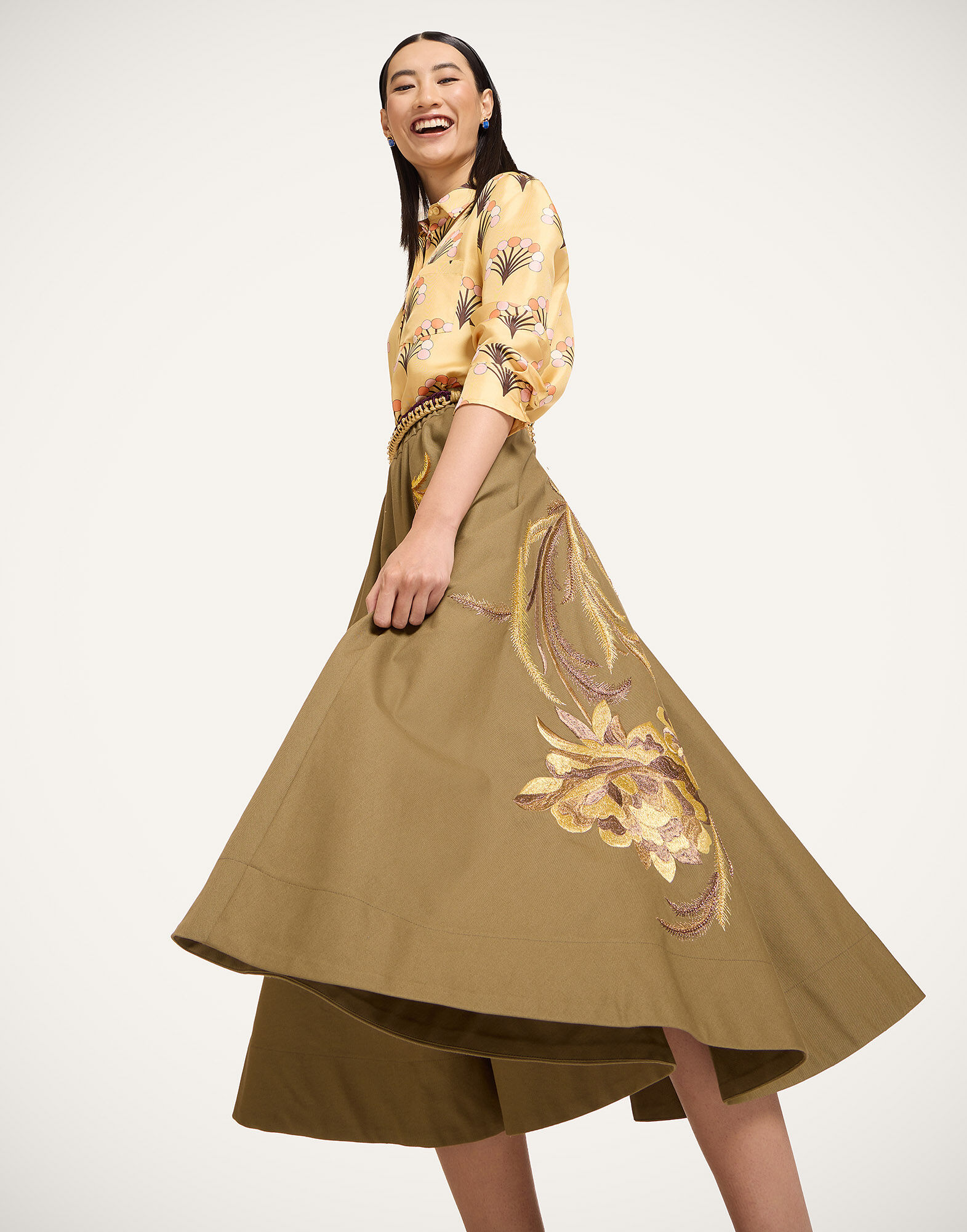 La DoubleJ Ballerina Skirt Solid Khaki Green SKI0194COT089SOLIDGR07