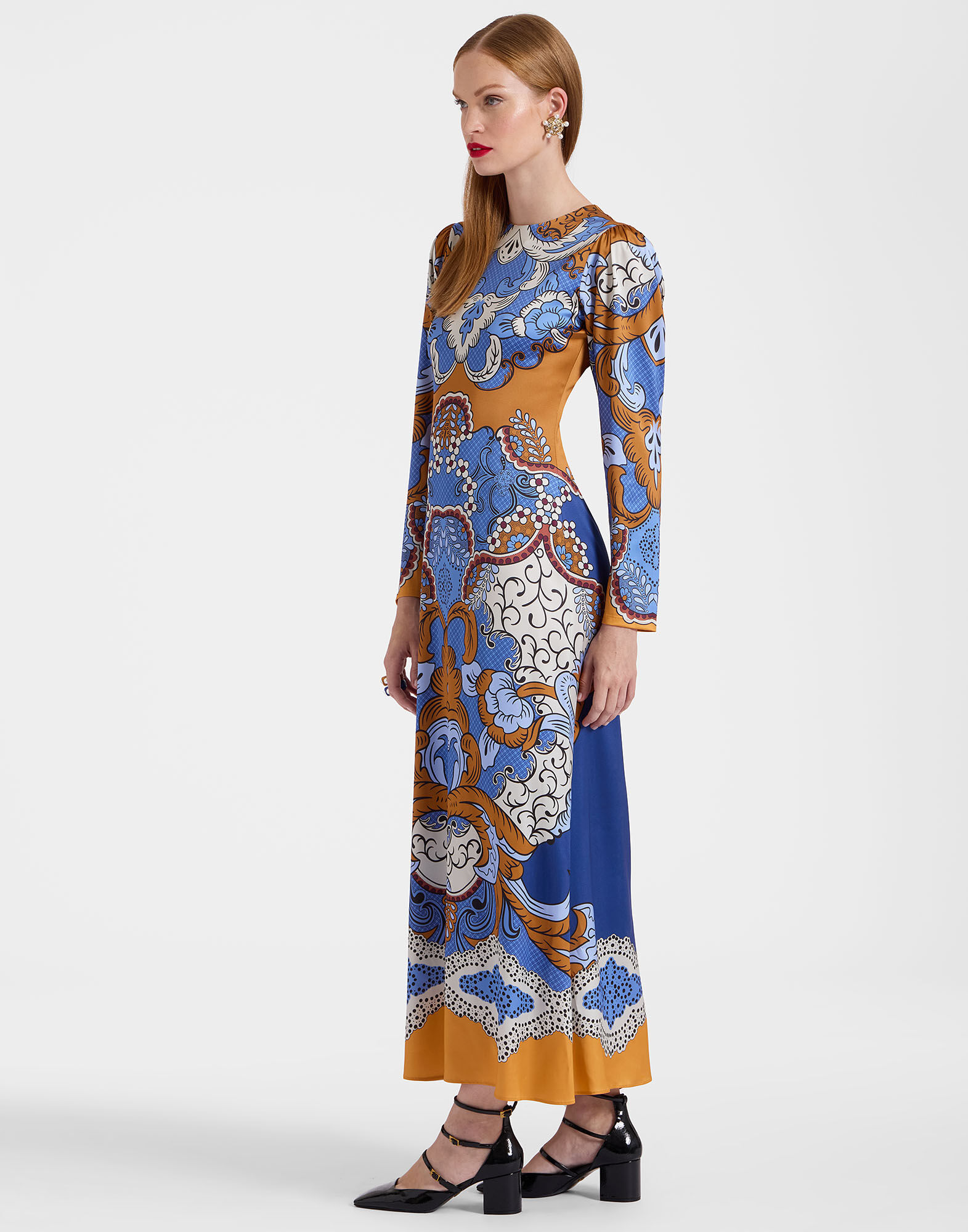 La DoubleJ Clingy Swing Dress Portal Plac&eacute;e Light Blue DRE0762VIS023POR02BU01