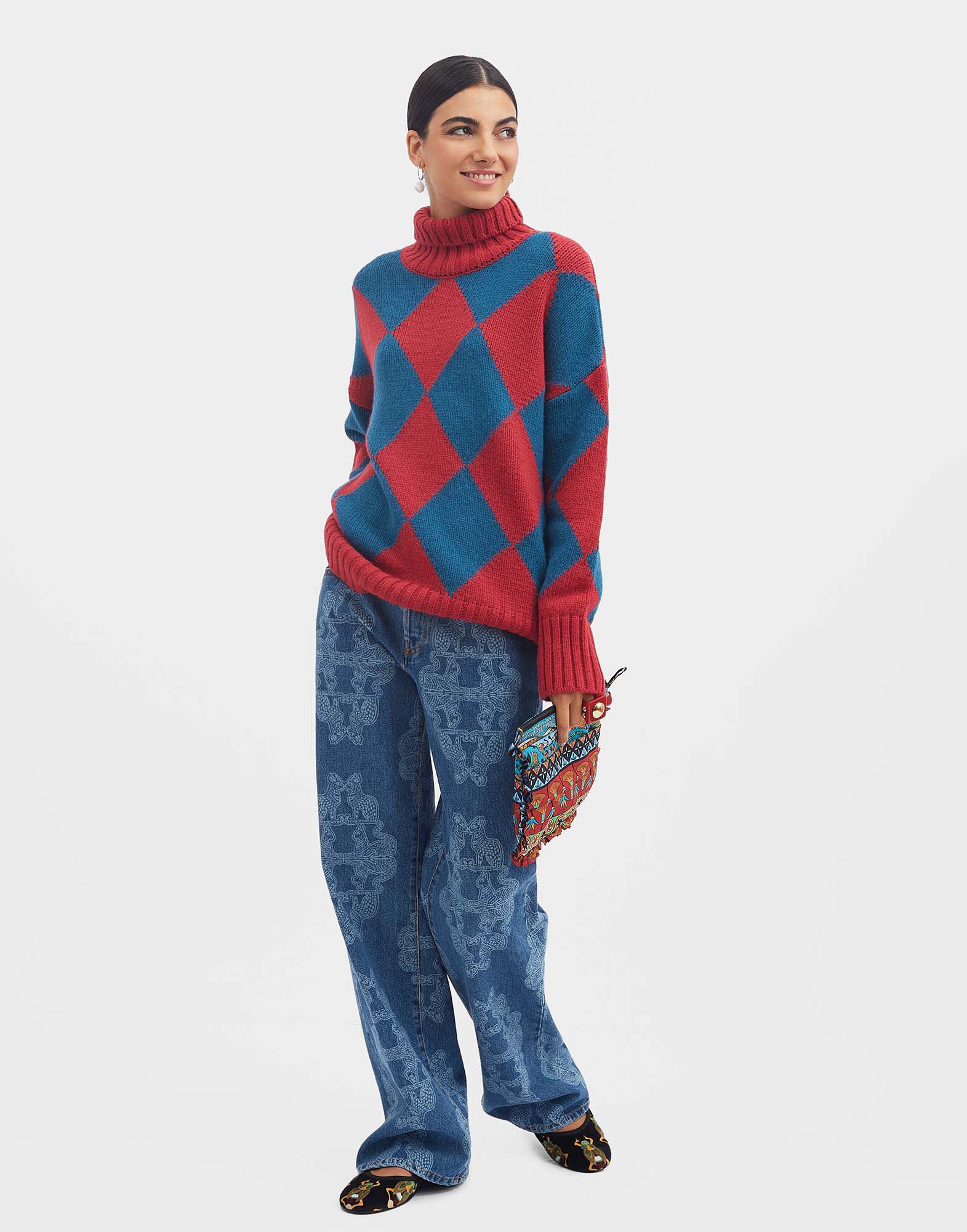 Wool argyle sweater top