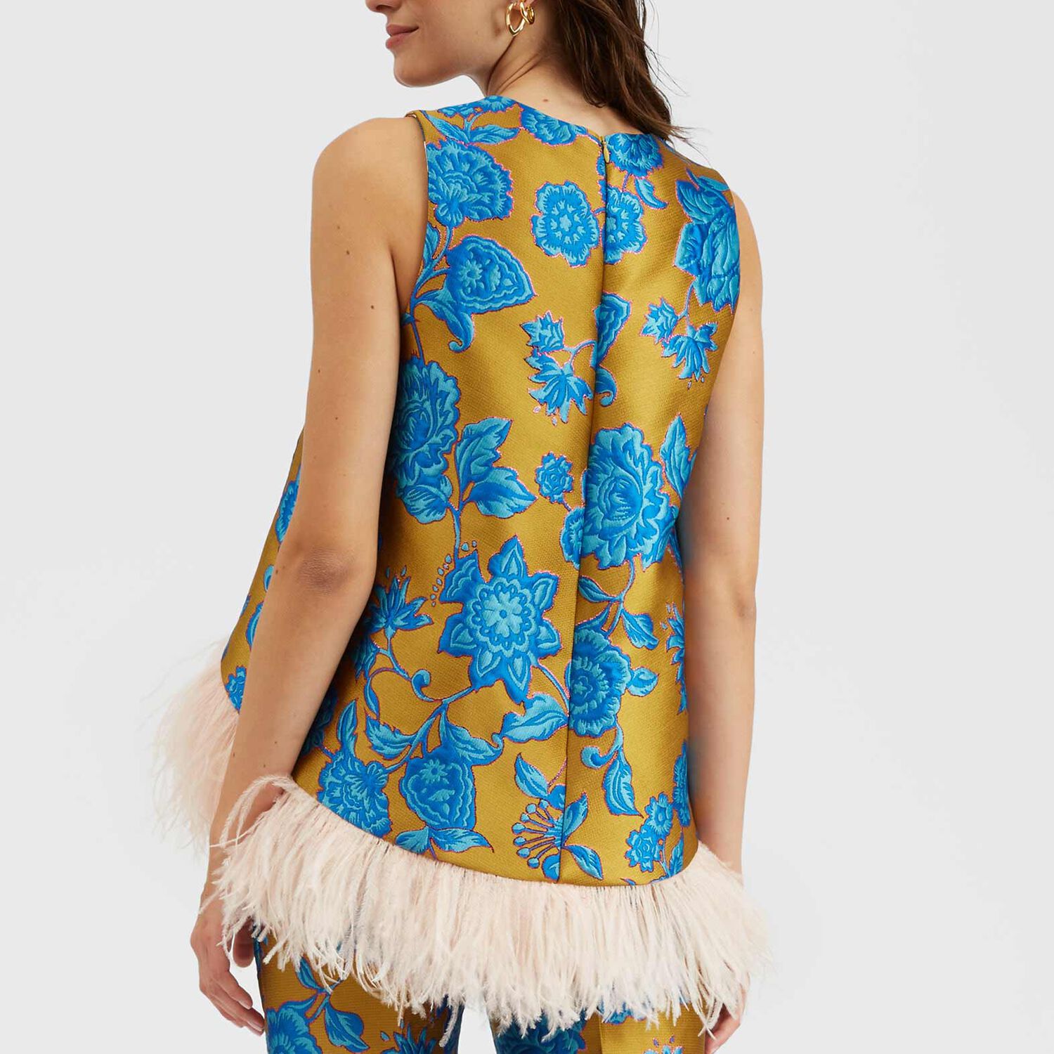  La Doublej Shirts & Tops Women - La Scala Top Hottie Turquoise L 86% Polyester 5% Metal 4% Silk 3% Polyammide 2% Ostrich Feathers 