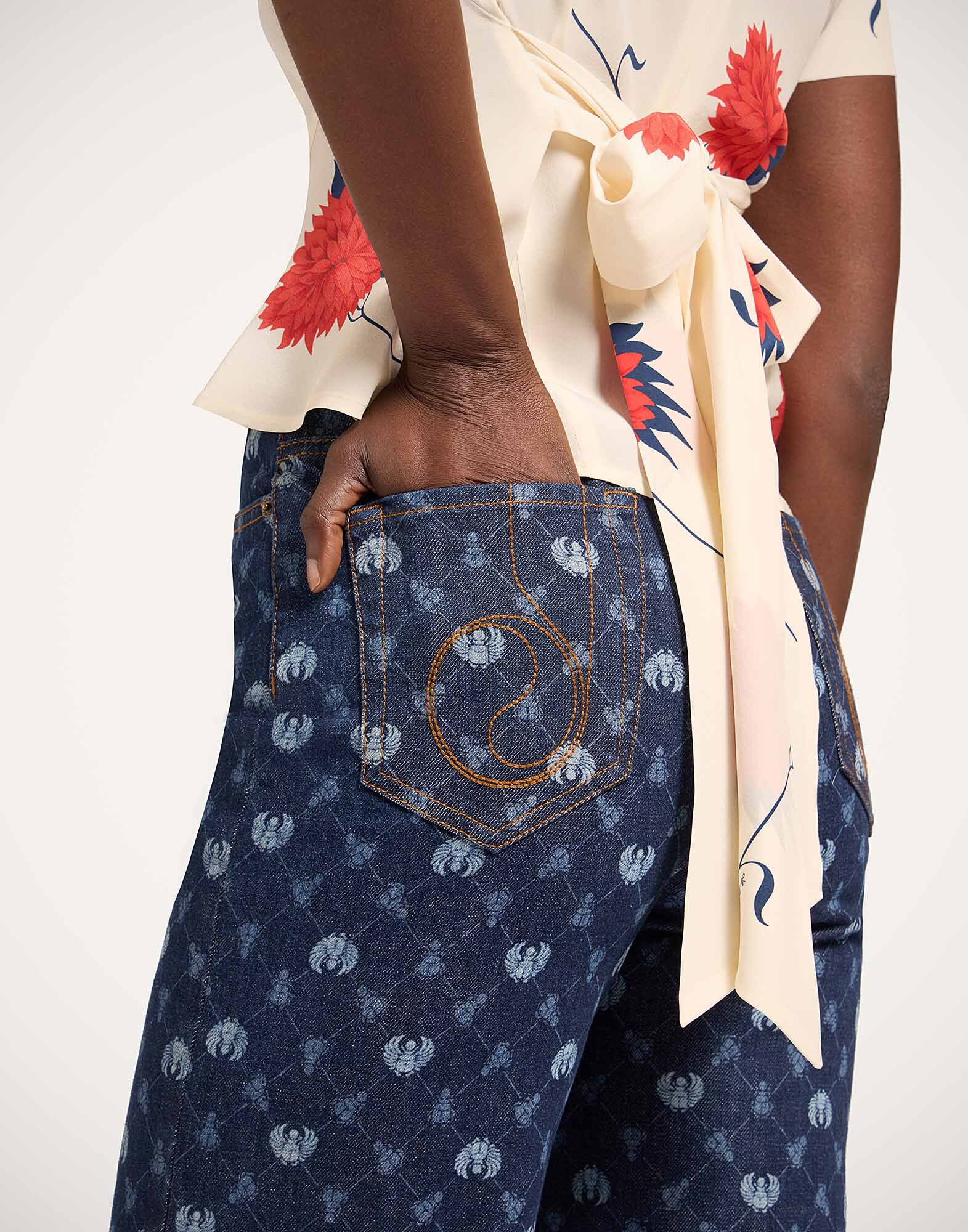 La DoubleJ The Flare Jean Talismania Check Indigo TRO0096DEN015TAL02BU15