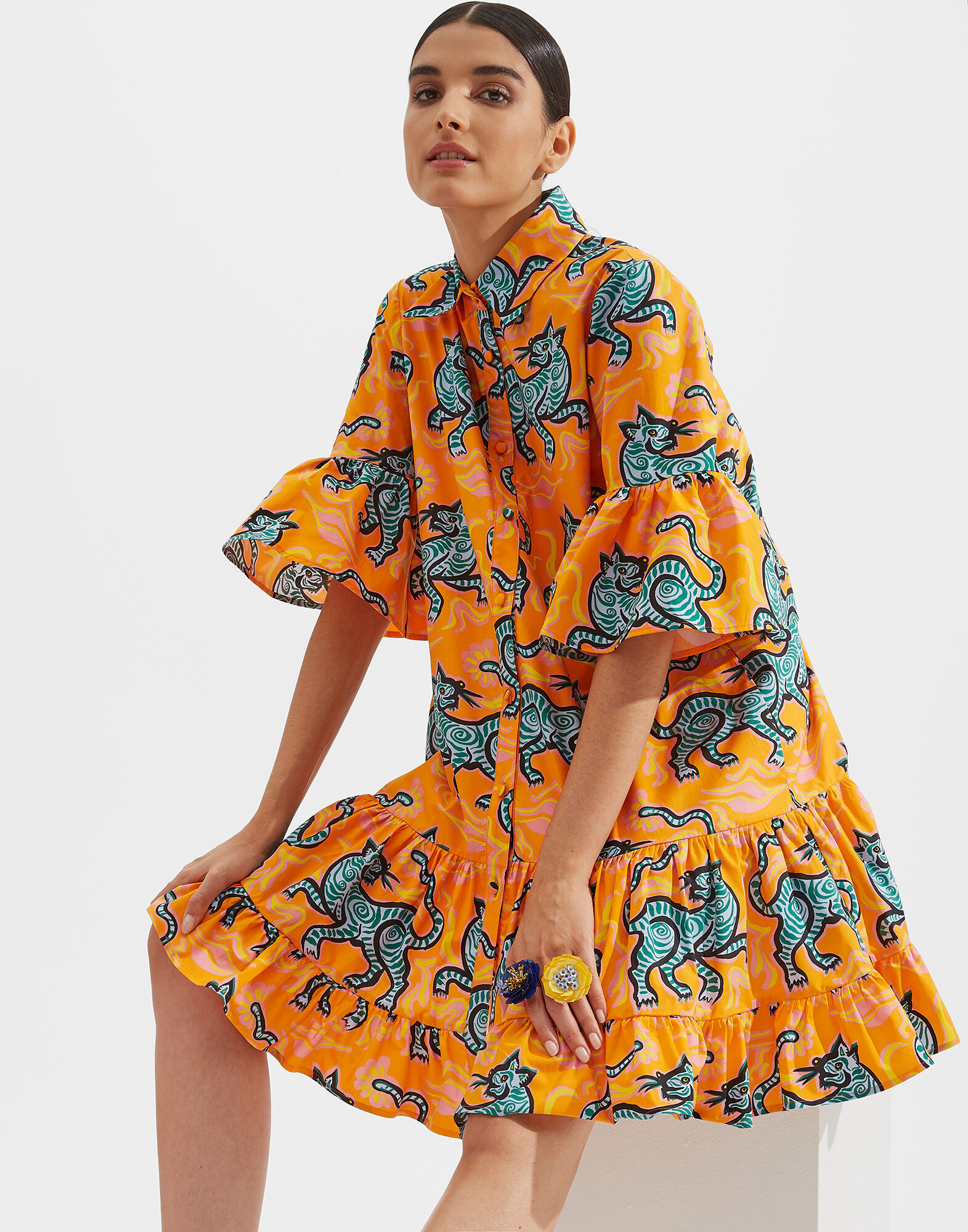 La DoubleJ Choux Dress Crazy Tigers DRE0193COT001TIG0001