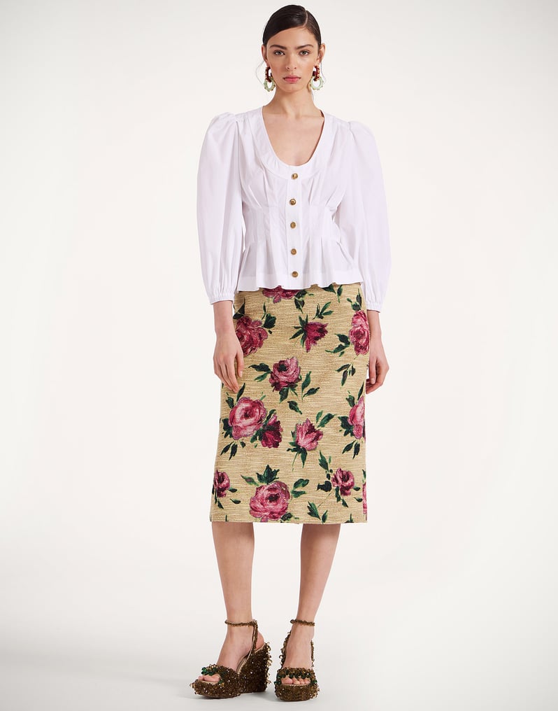 La DoubleJ Pencil Skirt La DoubleJ Pencil Skirt Roses Light Beige SKI0011COT069ROS06BR01