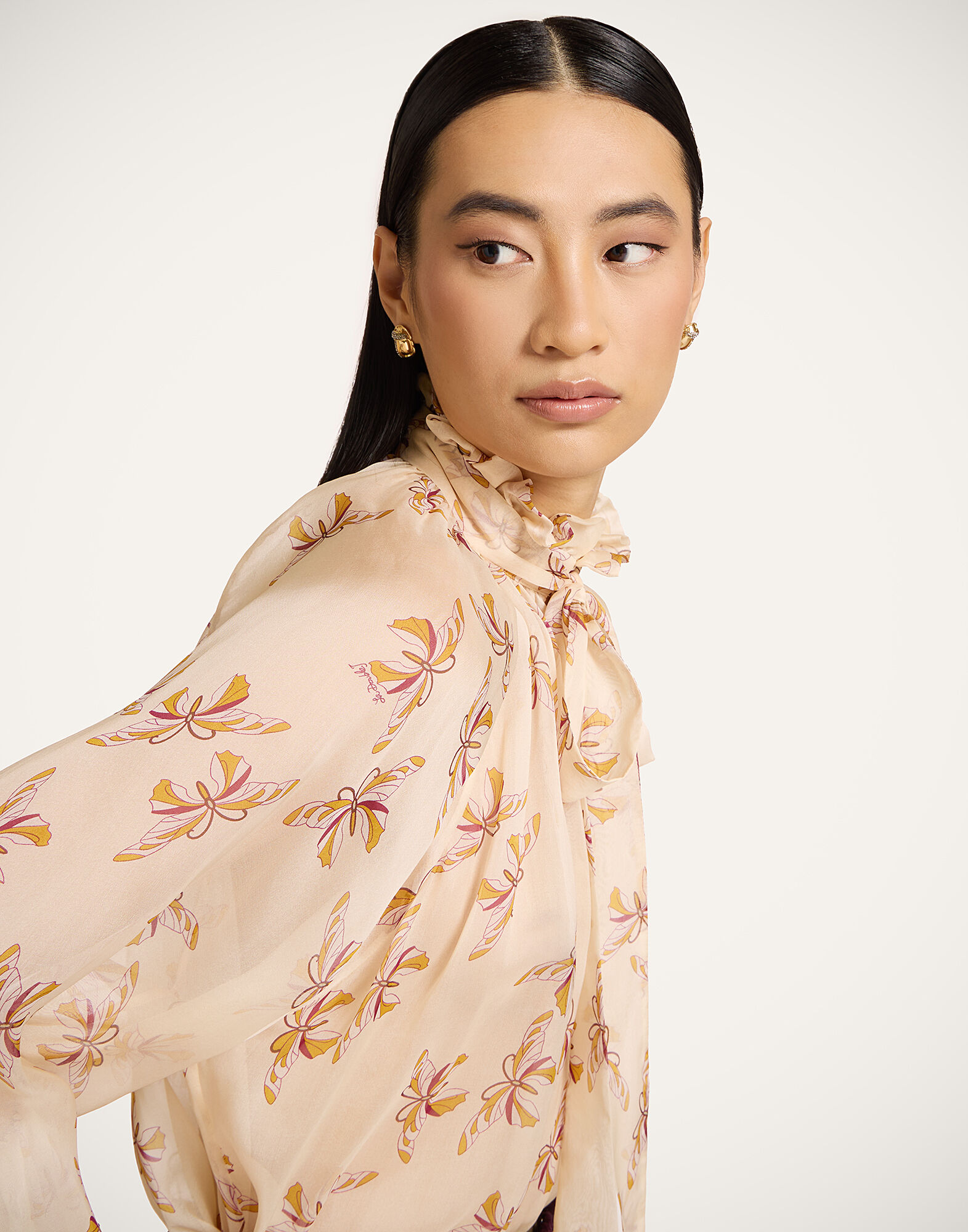 La DoubleJ Cerere Blouse Farfalla Buttercream SHI0120SIL024FAR08WH09