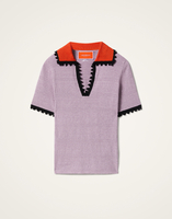 La DoubleJ Picket Polo Top La DoubleJ Picket Polo Top Solid Lilac PUL0273KNI154SOLIDPU02