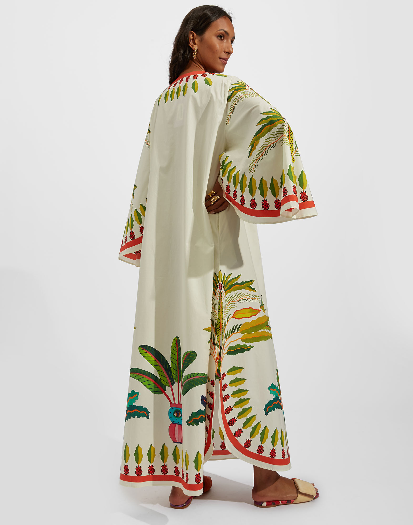 La DoubleJ Flying Dress Palme Plac&eacute;e DRE0347COT015PLM0002