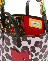 LaDoubleJ Mini Mama Tote Bag LaDoubleJ Mini Mama Tote Bag Flower Leopard Rosa BAG0004LEA002FLL0003