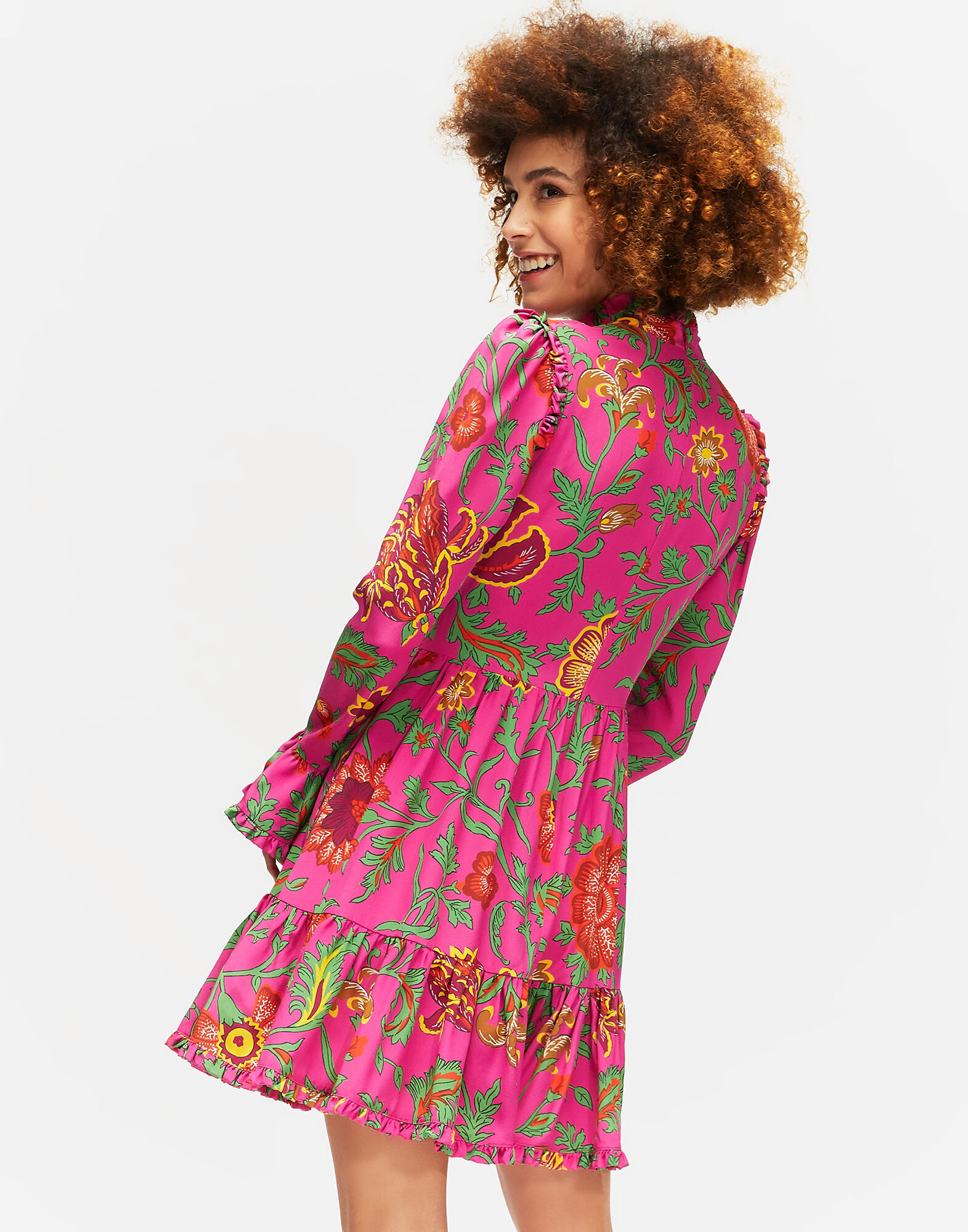 LaDoubleJ Short Visconti Dress Dragon Flower Fucsia DRE0043CRE001DRA0004