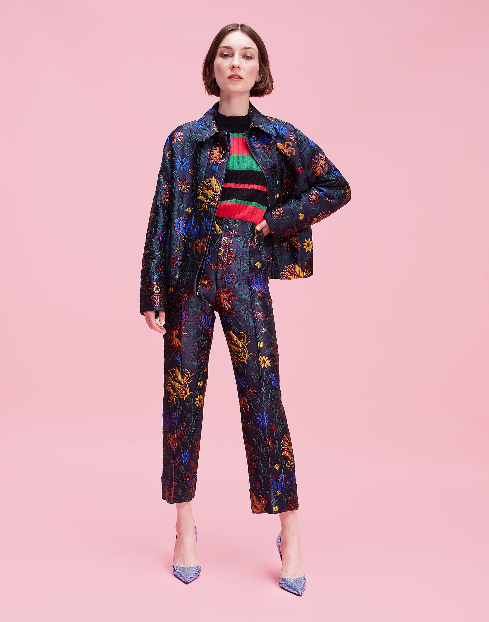 LaDoubleJ Dragon Flower Lurex Hendrix Trousers Dragonflower Lurex TRO0007JAC005DRA0003