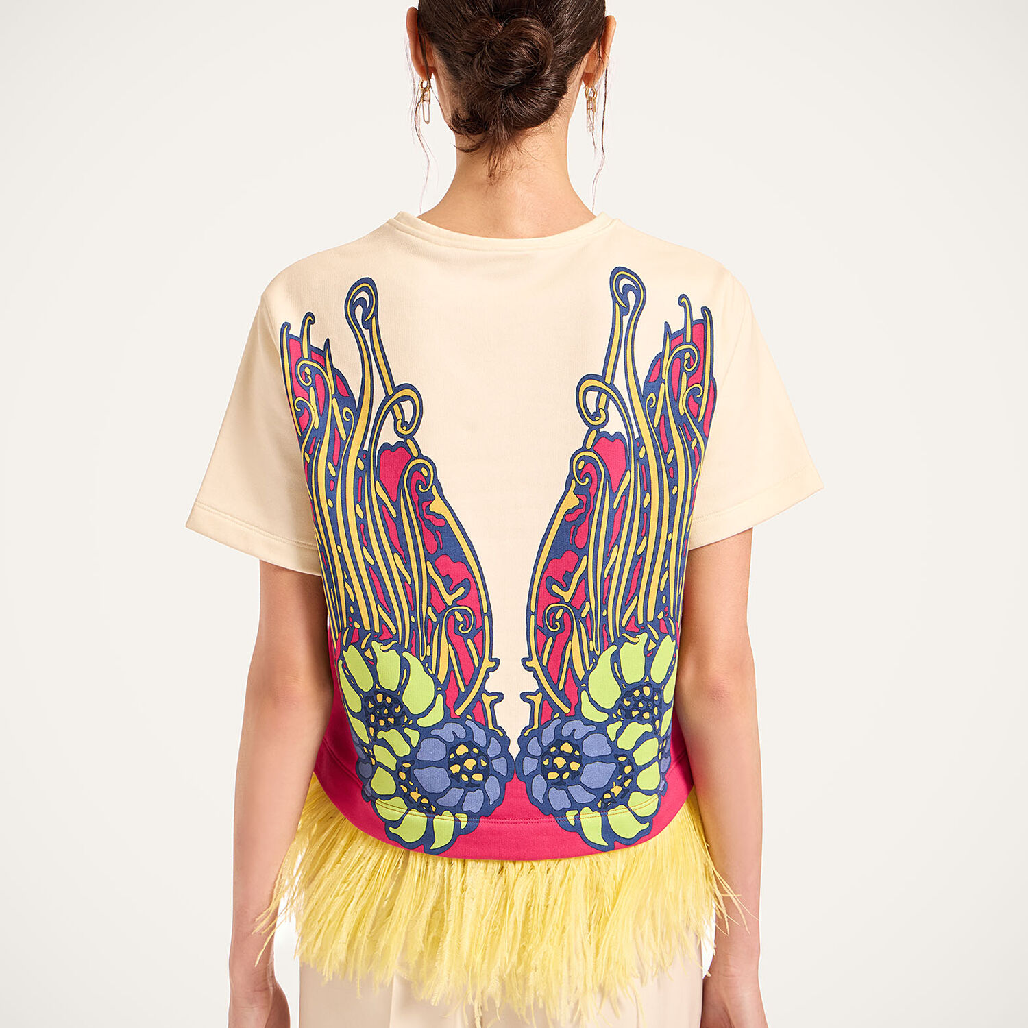  La Doublej T-shirts & Sweatshirts Women - La Scala Tee Lemuria Placée Pink L 98% Cotton 2% Ostrich Feathers 