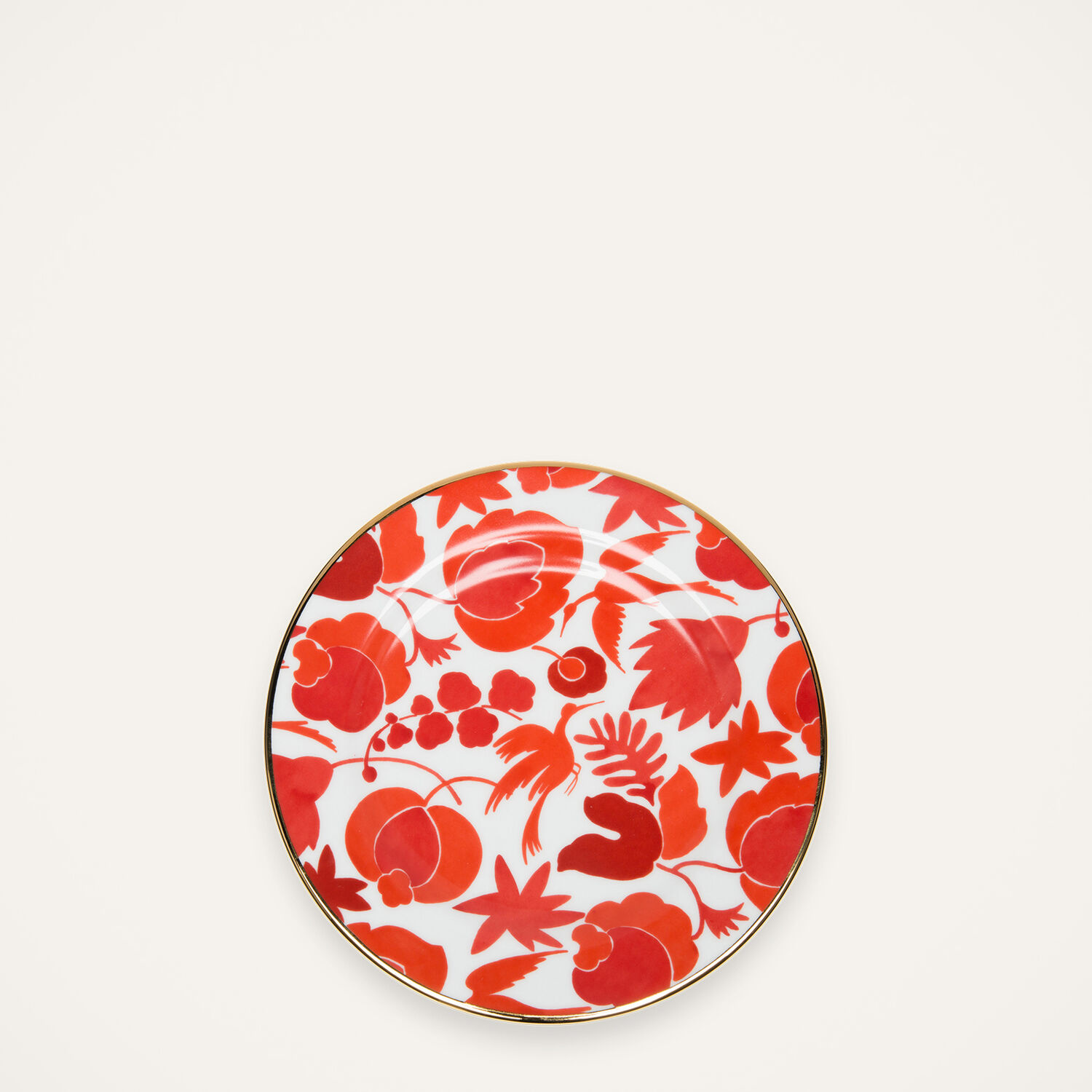  La Doublej Dessert & Side Plates Women - Dessert Plate Set Of 2 Wildbird Rosso/bianco One Size 100% Porcelain 
